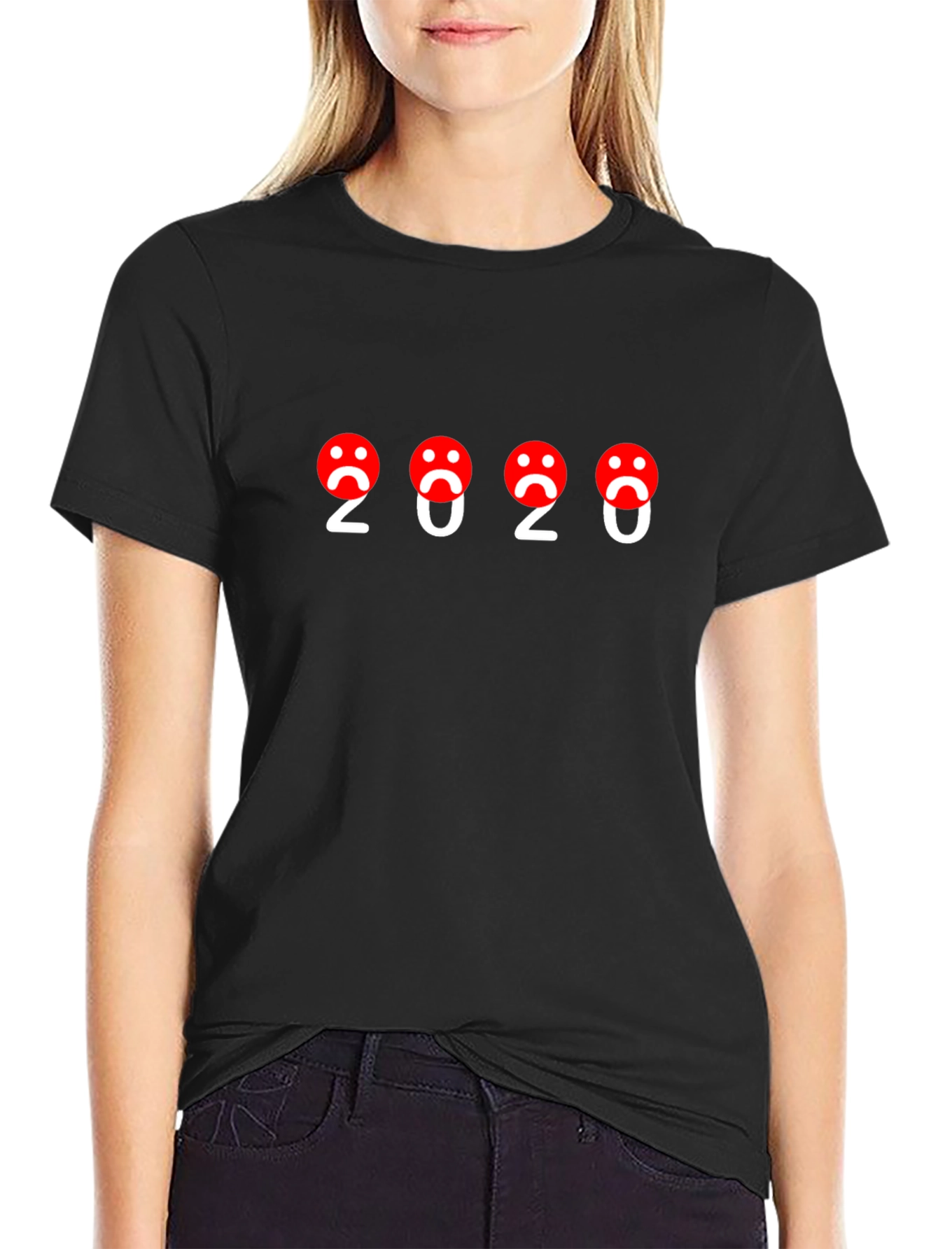 2020 Sad Face T-Shirt - Black Graphic Tee