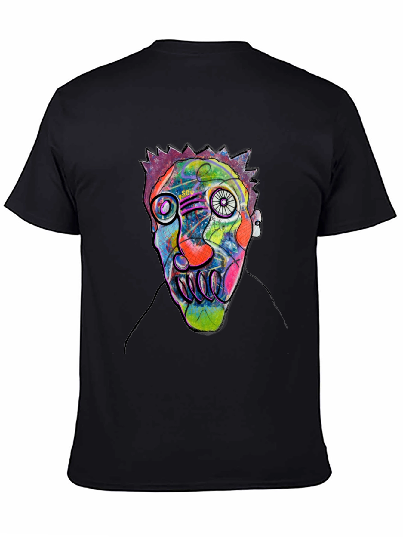 Abstract Face Art Black T-Shirt