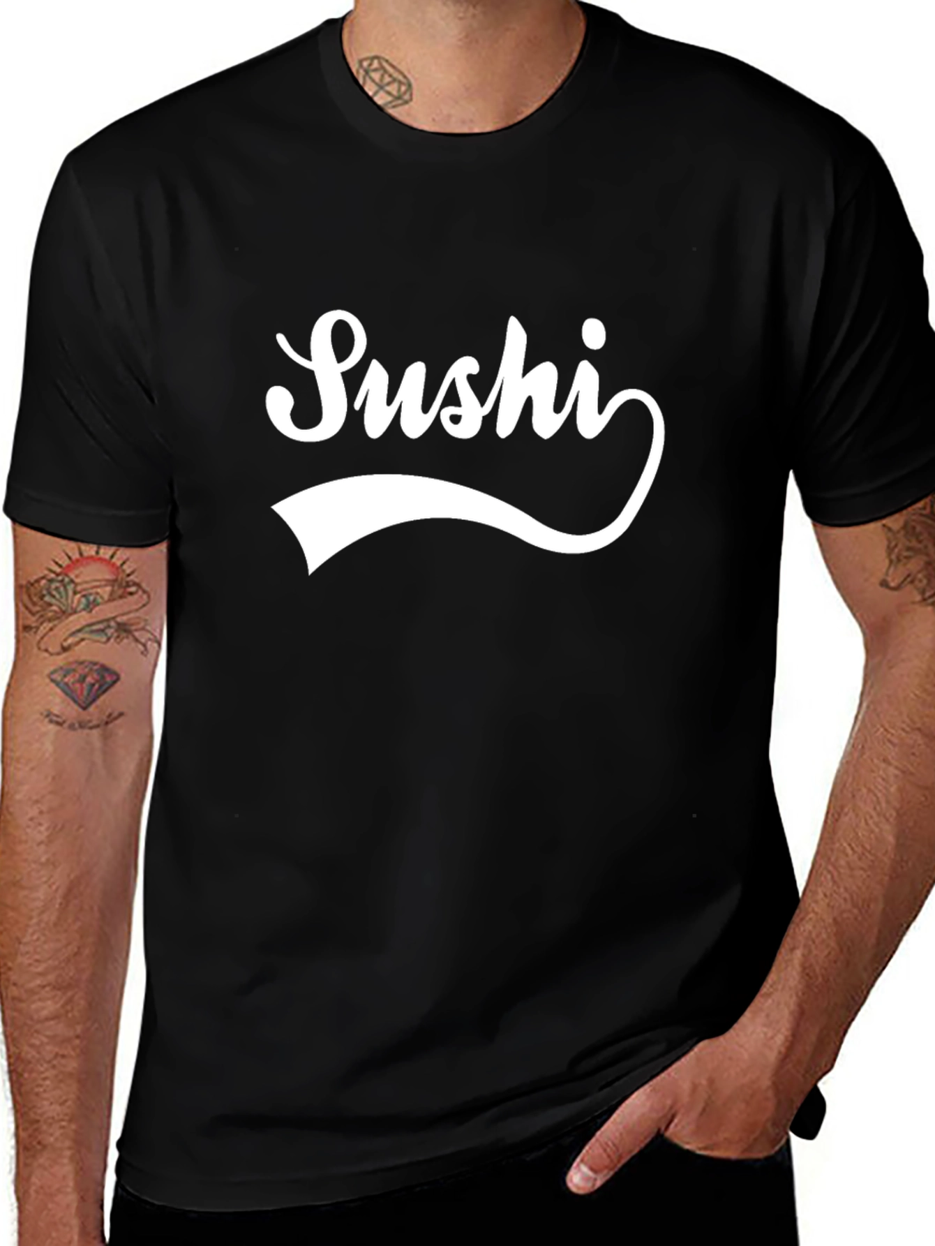 Sushi Graphic Black T-Shirt - Casual Fashion Tee