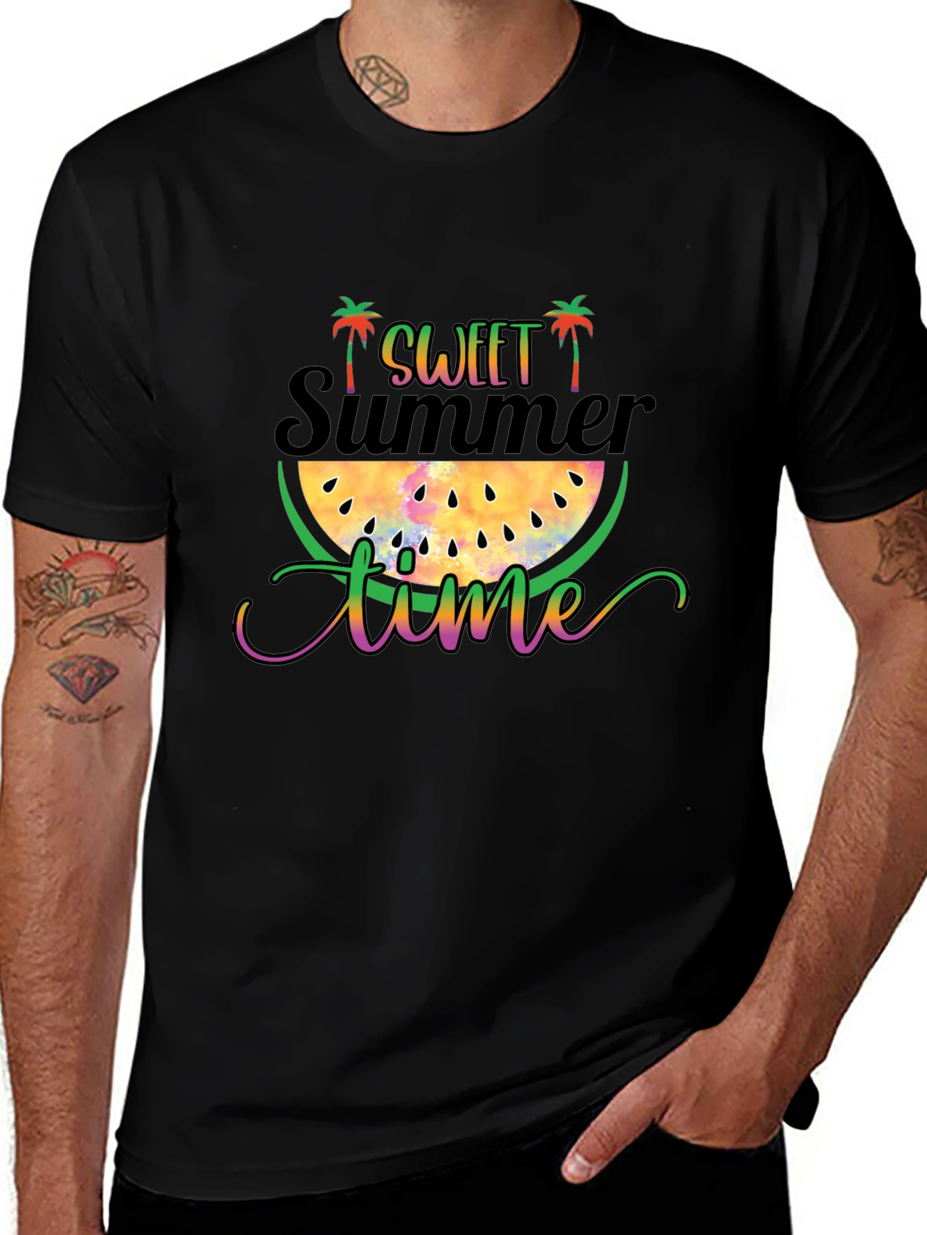 Sweet Summer Time Graphic T-Shirt - Black