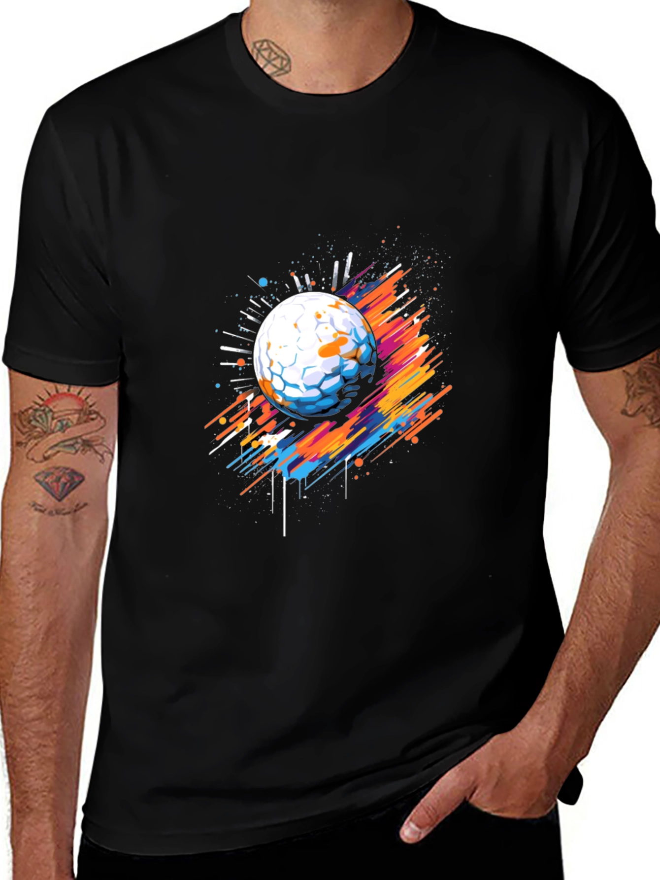 Abstract Golf Ball Graphic Tee - Black