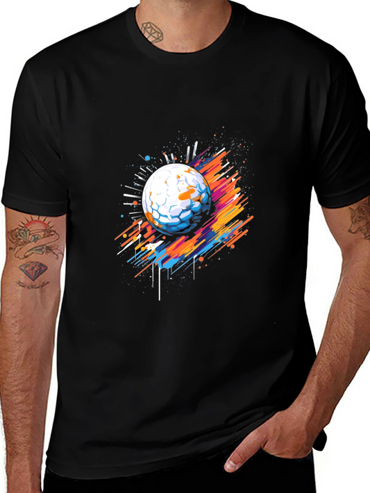 Abstract Golf Ball Graphic Tee - Black