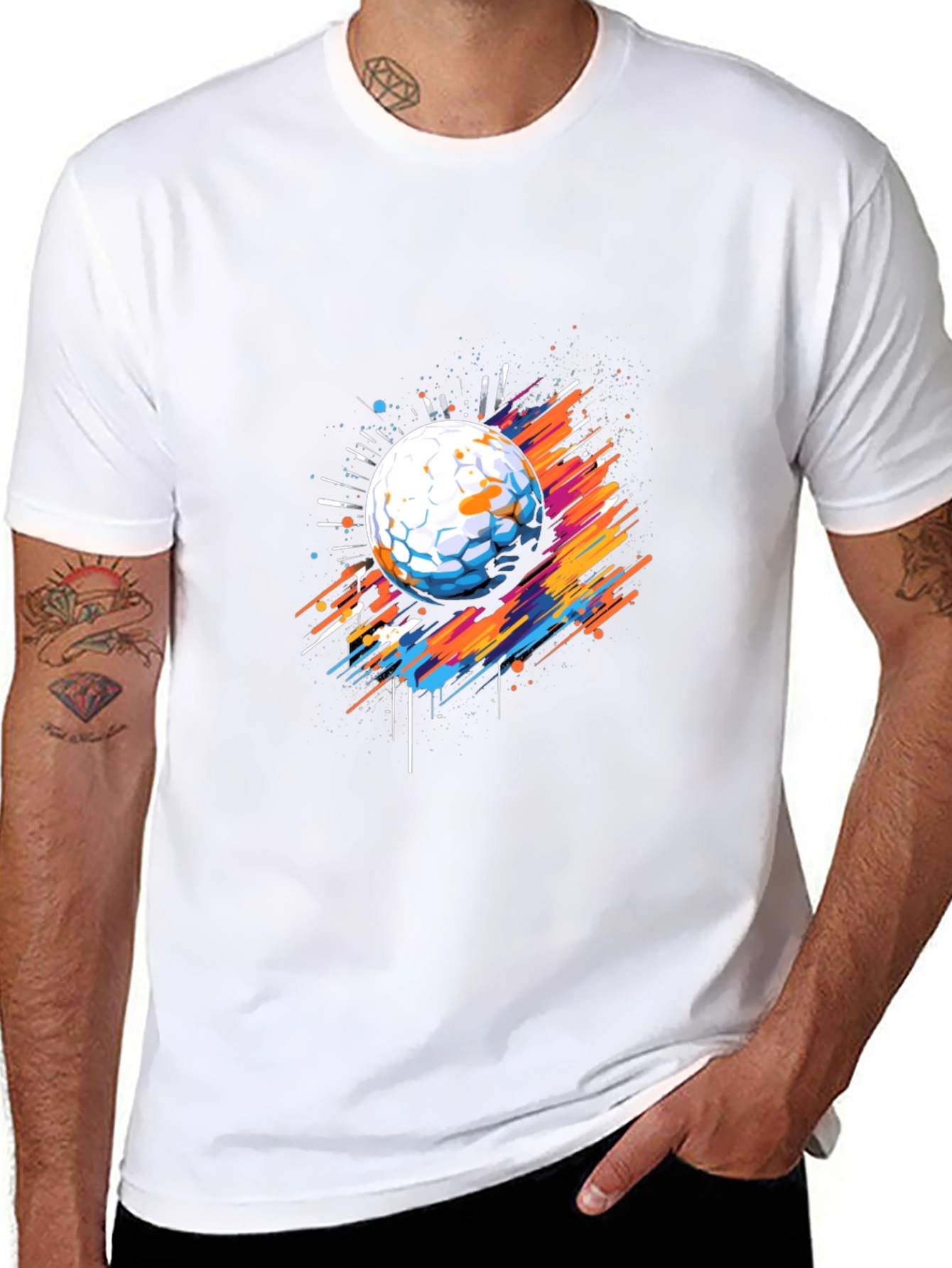 Abstract Golf Ball Graphic Tee - Black