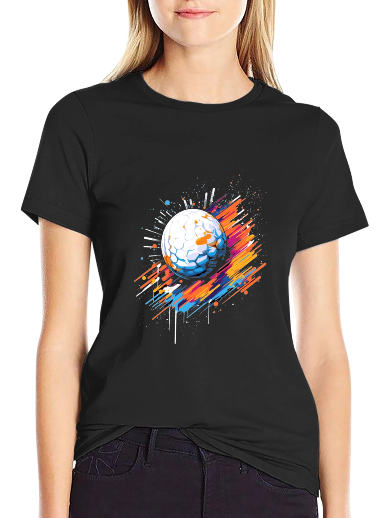 Abstract Golf Ball Graphic Tee - Black