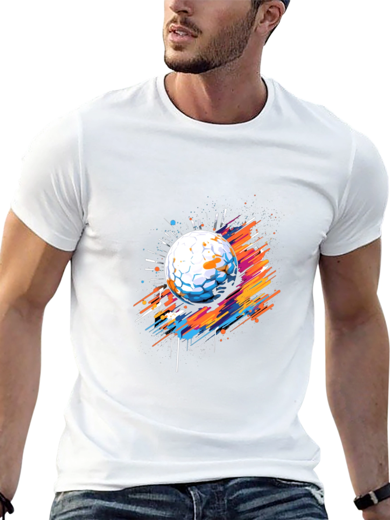 Abstract Golf Ball Graphic Tee - Black