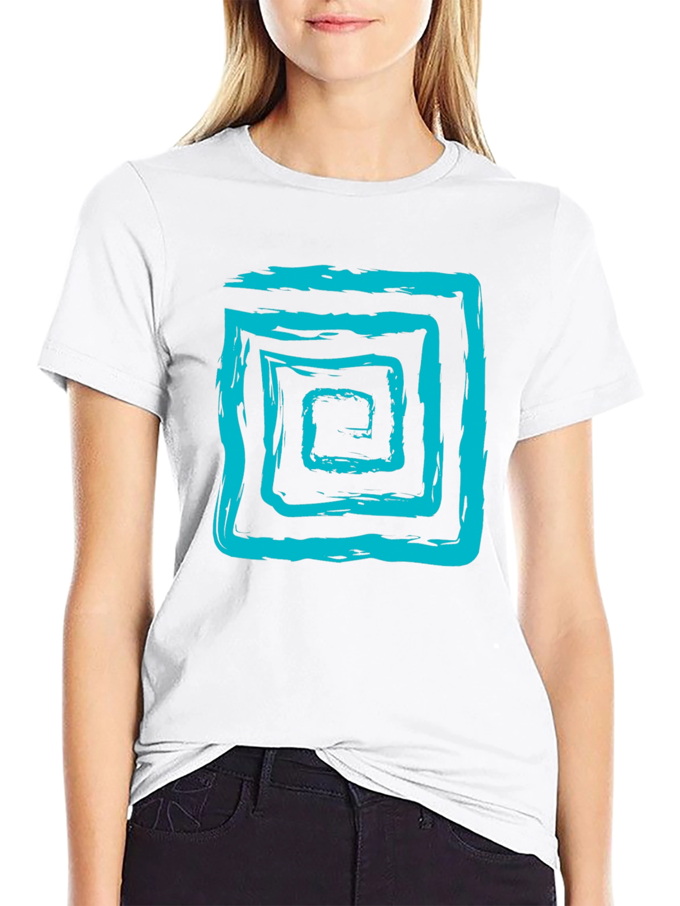 Abstract Brush Stroke Square Graphic Tee