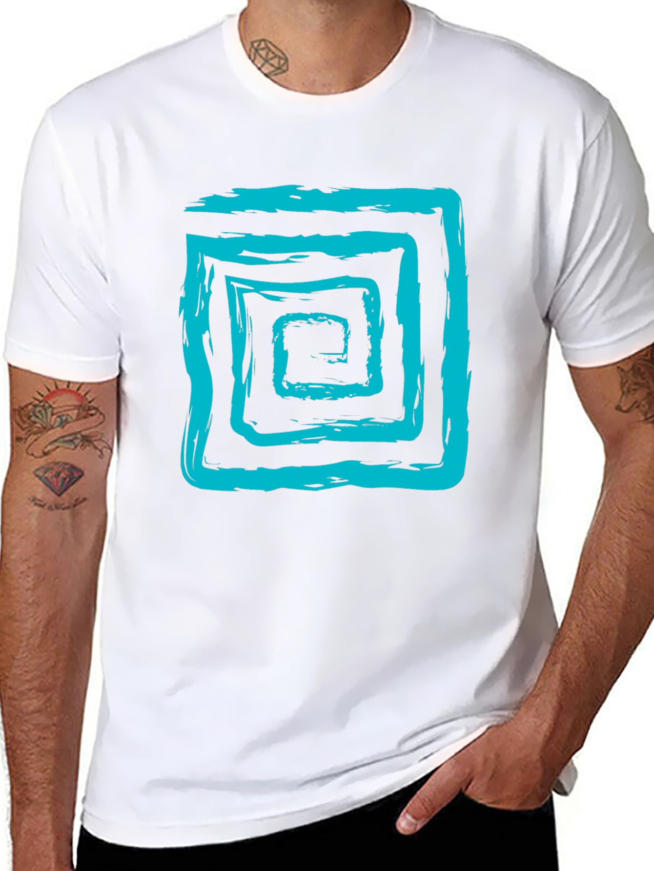 Abstract Brush Stroke Square Graphic Tee