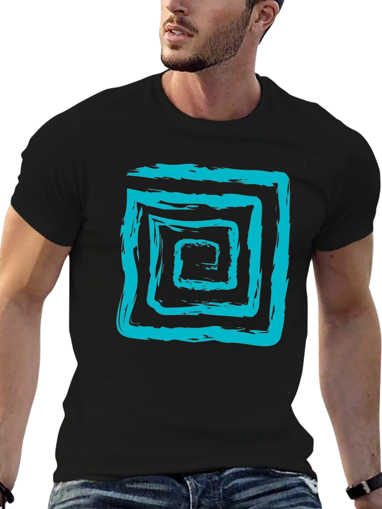 Abstract Brush Stroke Square Graphic Tee