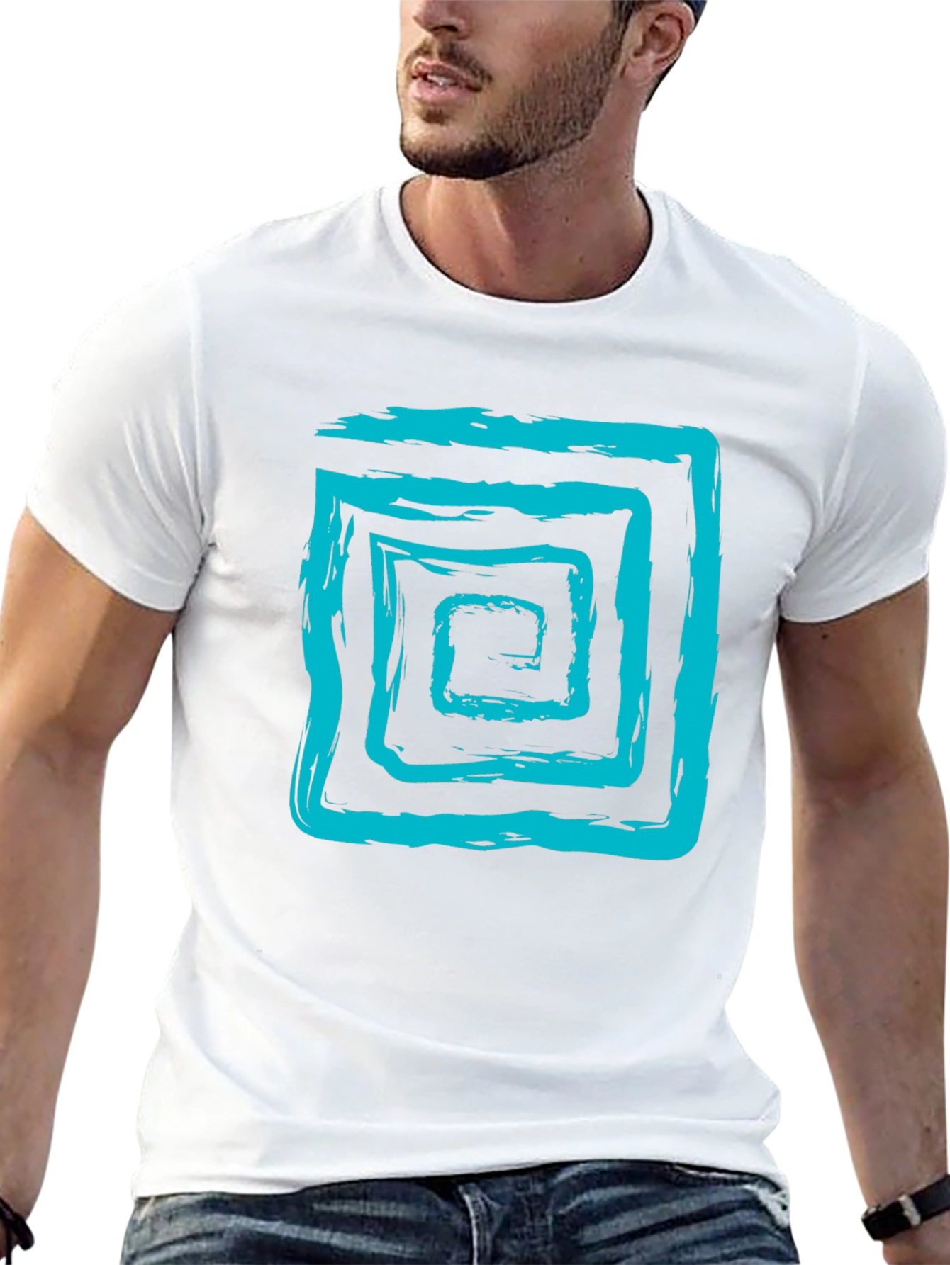 Abstract Brush Stroke Square Graphic Tee