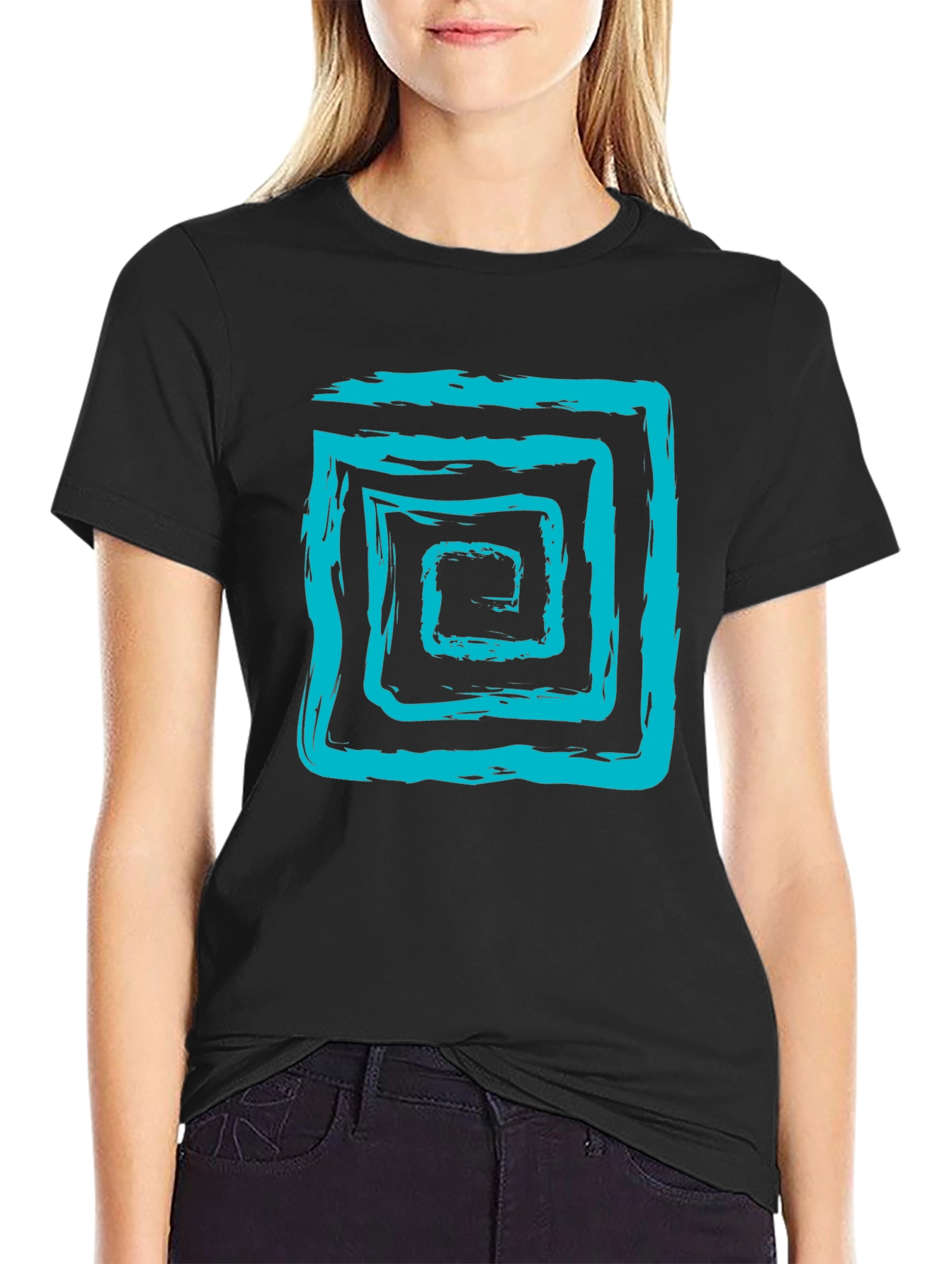 Abstract Brush Stroke Square Graphic Tee