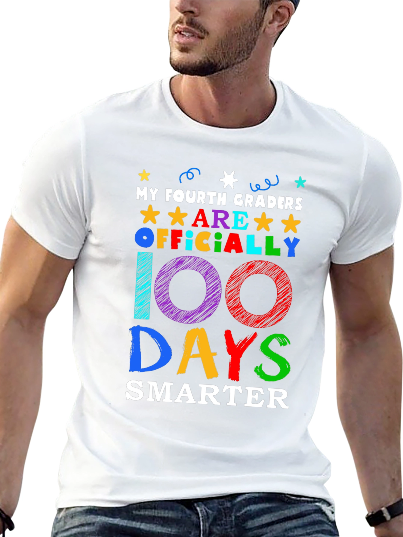 100 Days Smarter T-Shirt - Fourth Grade Teacher Gift