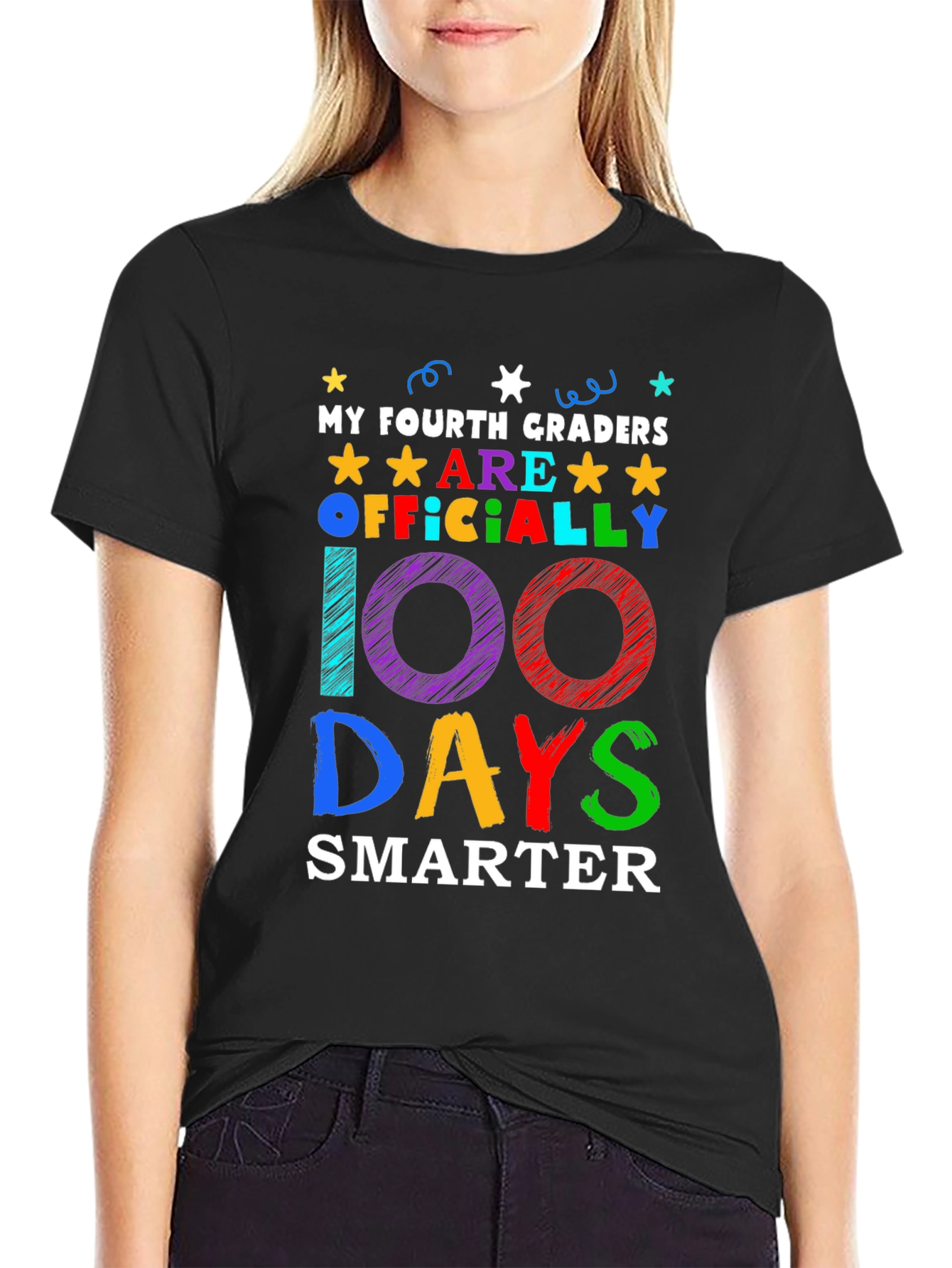 100 Days Smarter T-Shirt - Fourth Grade Teacher Gift