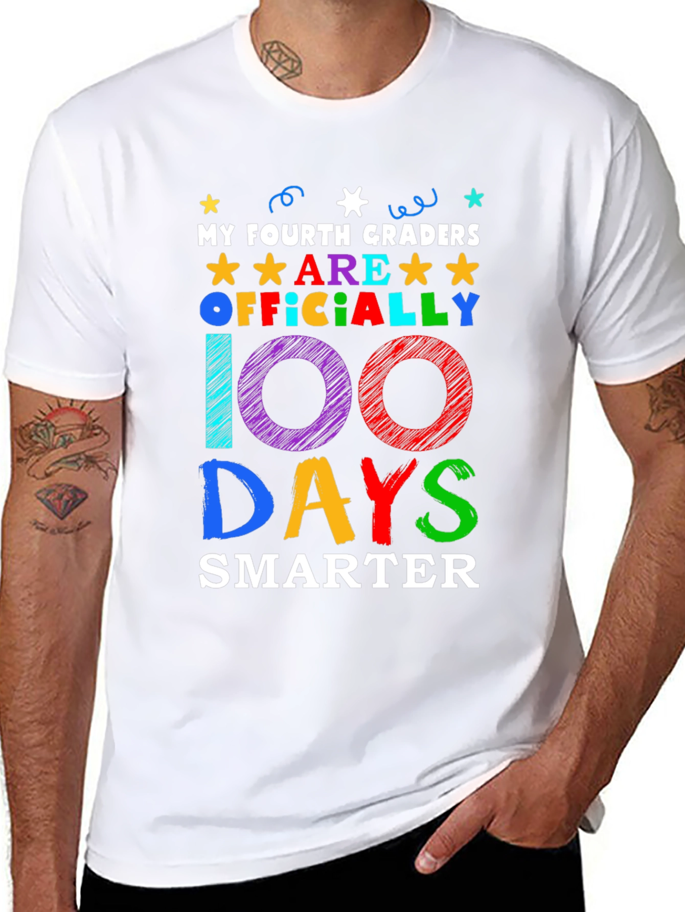 100 Days Smarter T-Shirt - Fourth Grade Teacher Gift