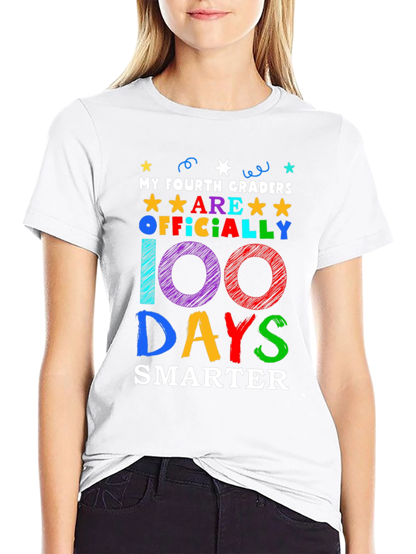 100 Days Smarter T-Shirt - Fourth Grade Teacher Gift