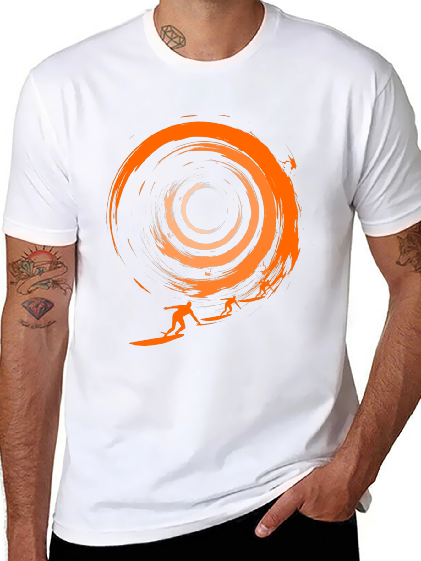 Surfer Graphic Black T-Shirt - Cool Wave Design