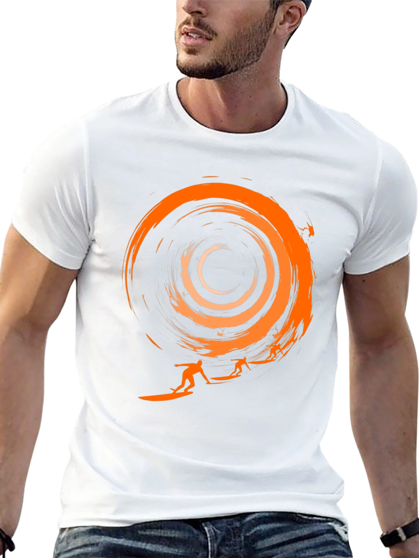 Surfer Graphic Black T-Shirt - Cool Wave Design
