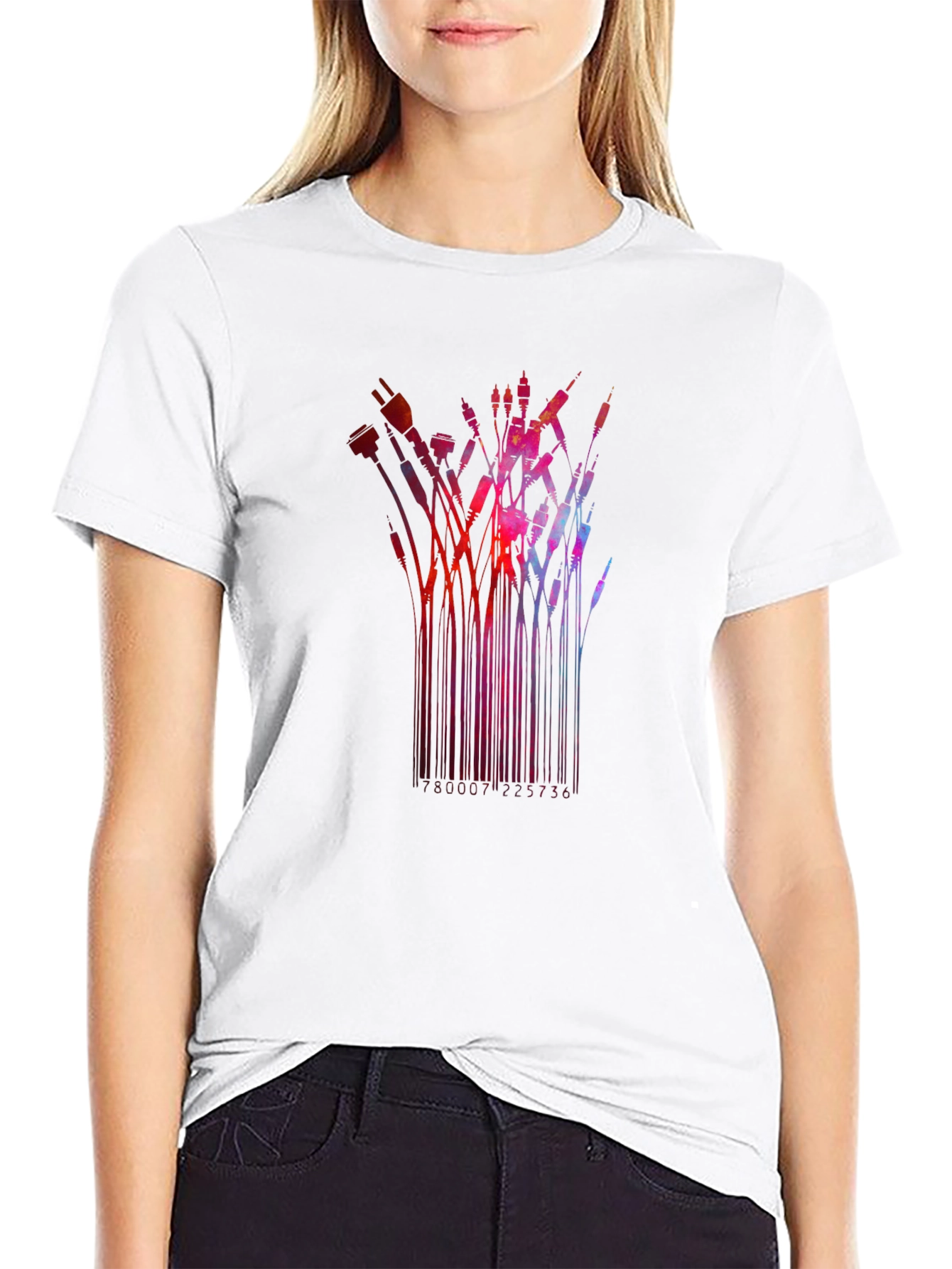 Abstract Tech Cables Black T-Shirt