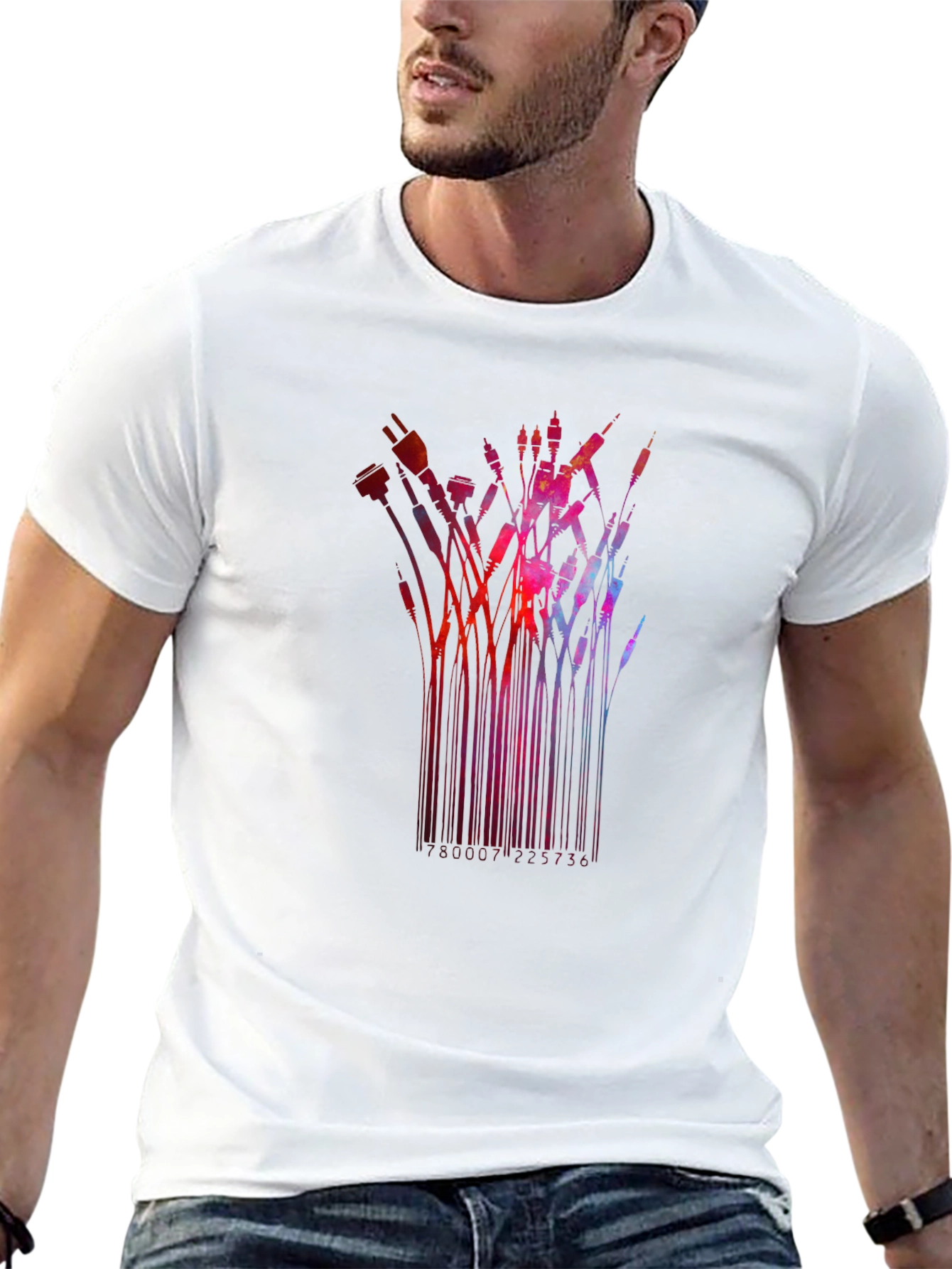 Abstract Tech Cables Black T-Shirt