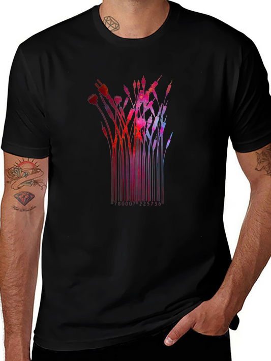 Abstract Tech Cables Black T-Shirt
