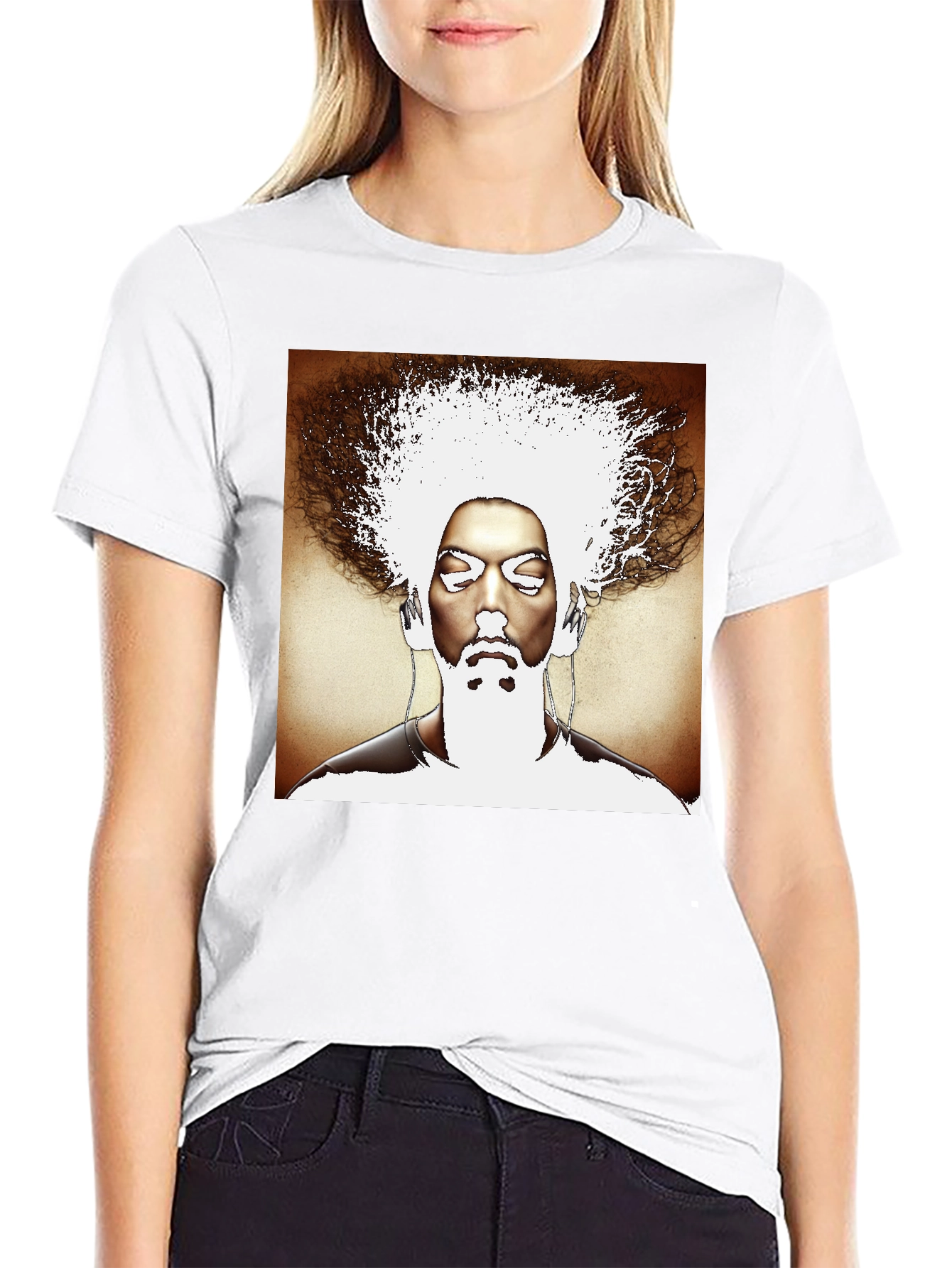 Abstract Afro Graphic Black T-Shirt