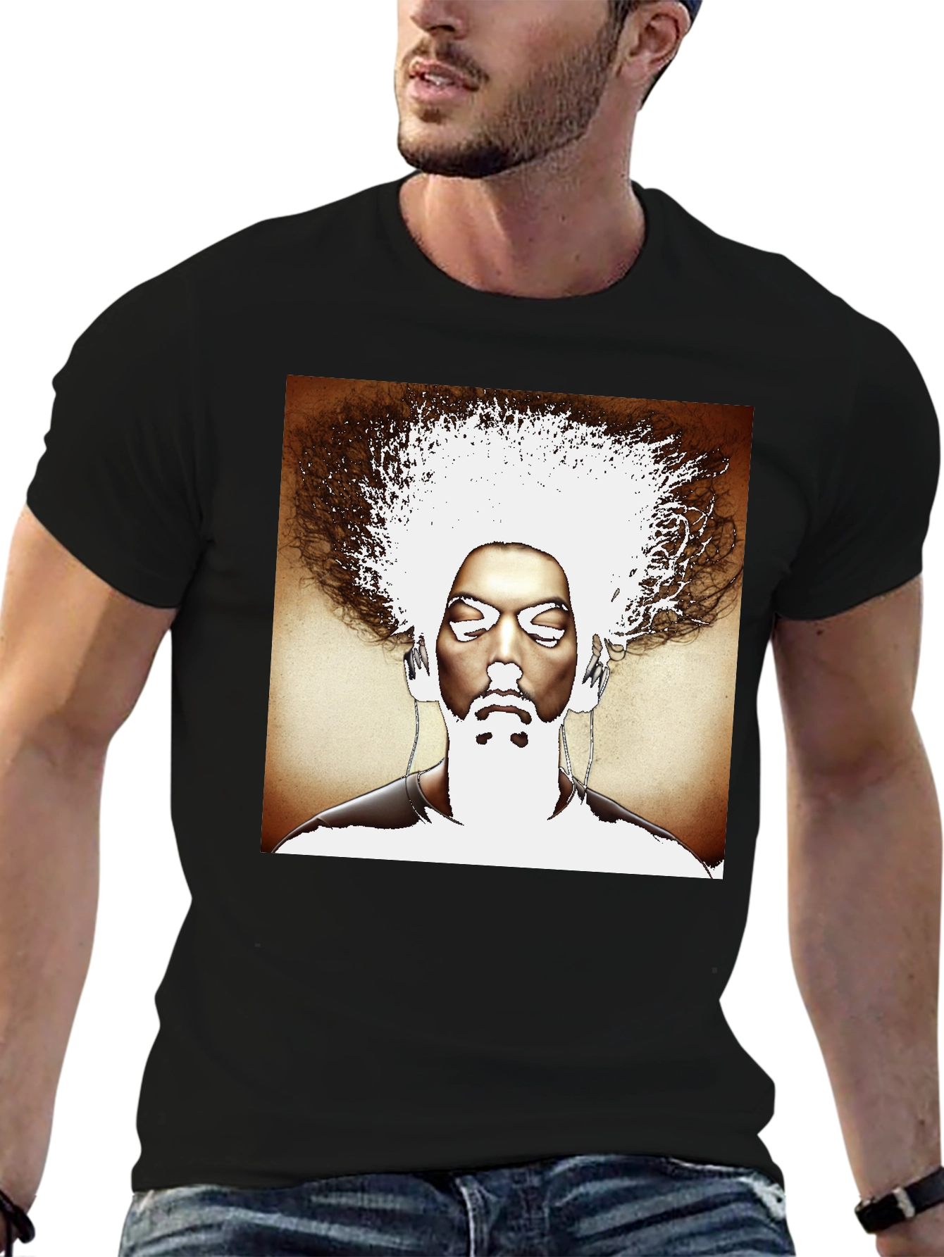 Abstract Afro Graphic Black T-Shirt