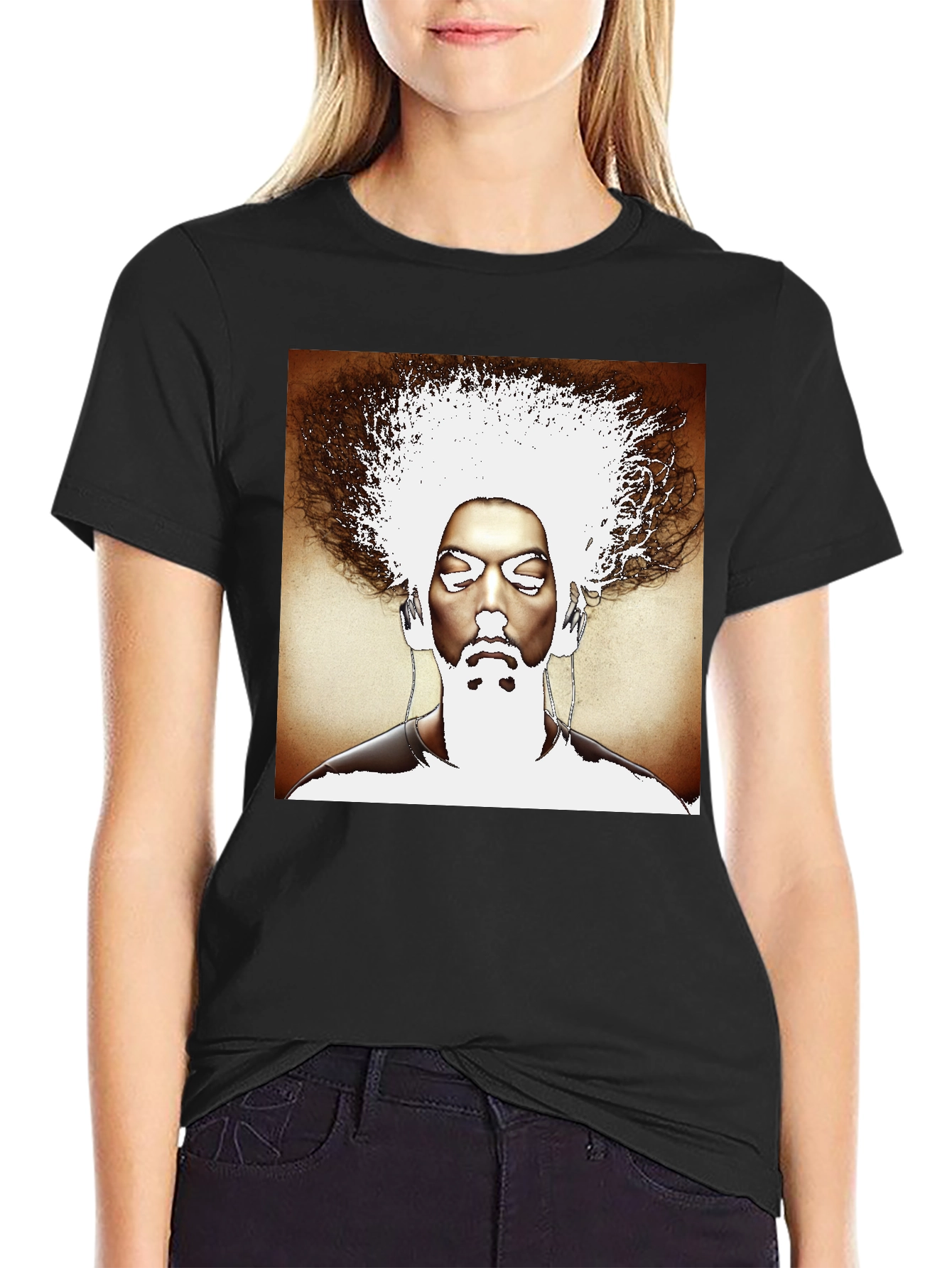 Abstract Afro Graphic Black T-Shirt
