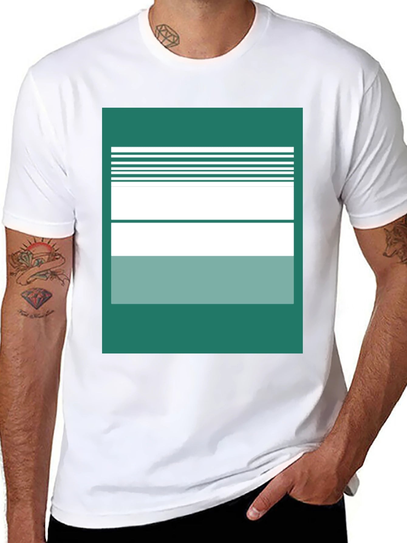 Abstract Striped Graphic Tee - Modern Casual Style