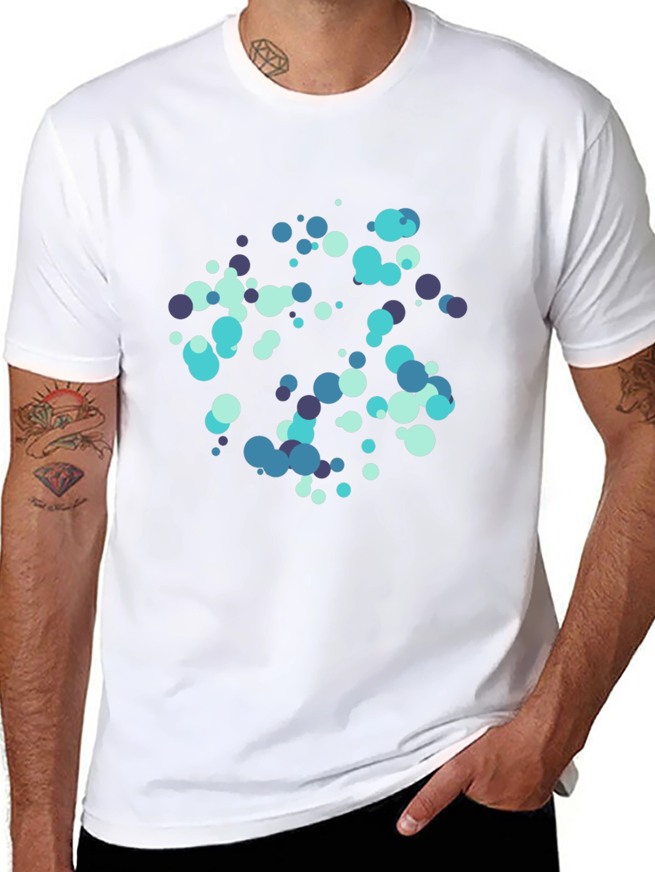 Abstract Dot Pattern Black Cotton T-Shirt