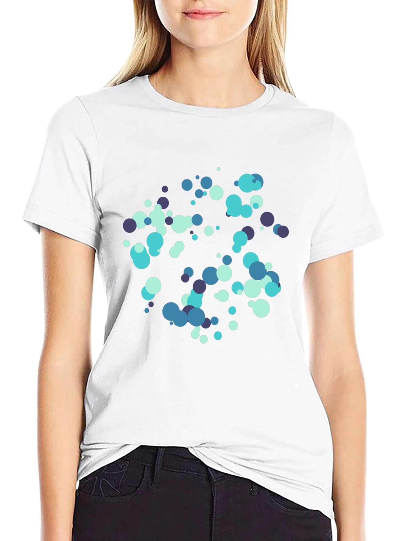 Abstract Dot Pattern Black Cotton T-Shirt