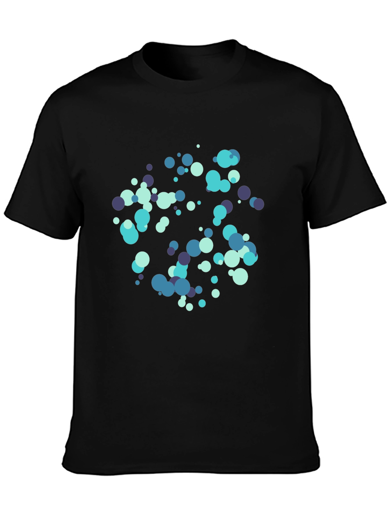 Abstract Dot Pattern Black Cotton T-Shirt