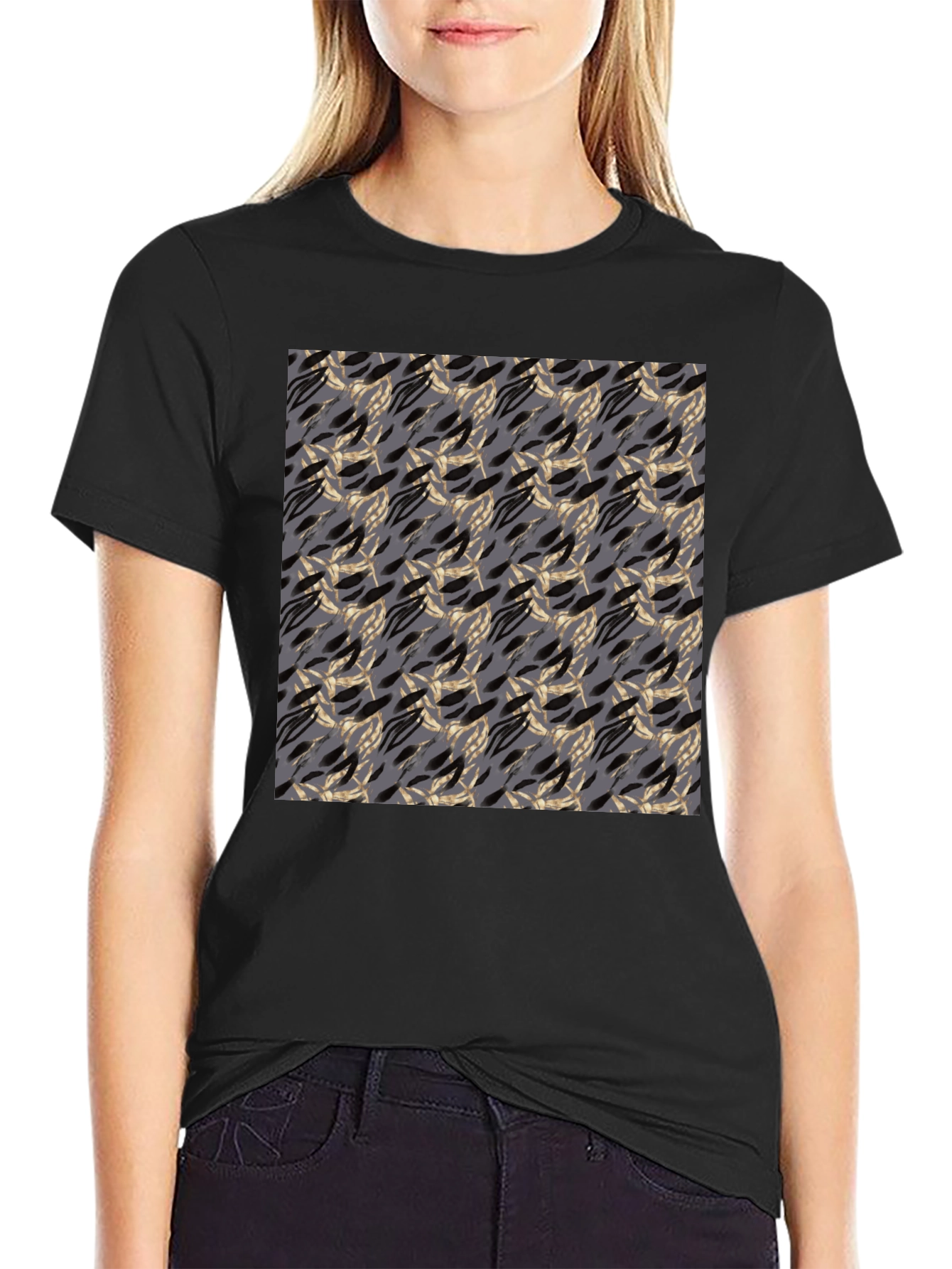 Abstract Pattern Black T-Shirt