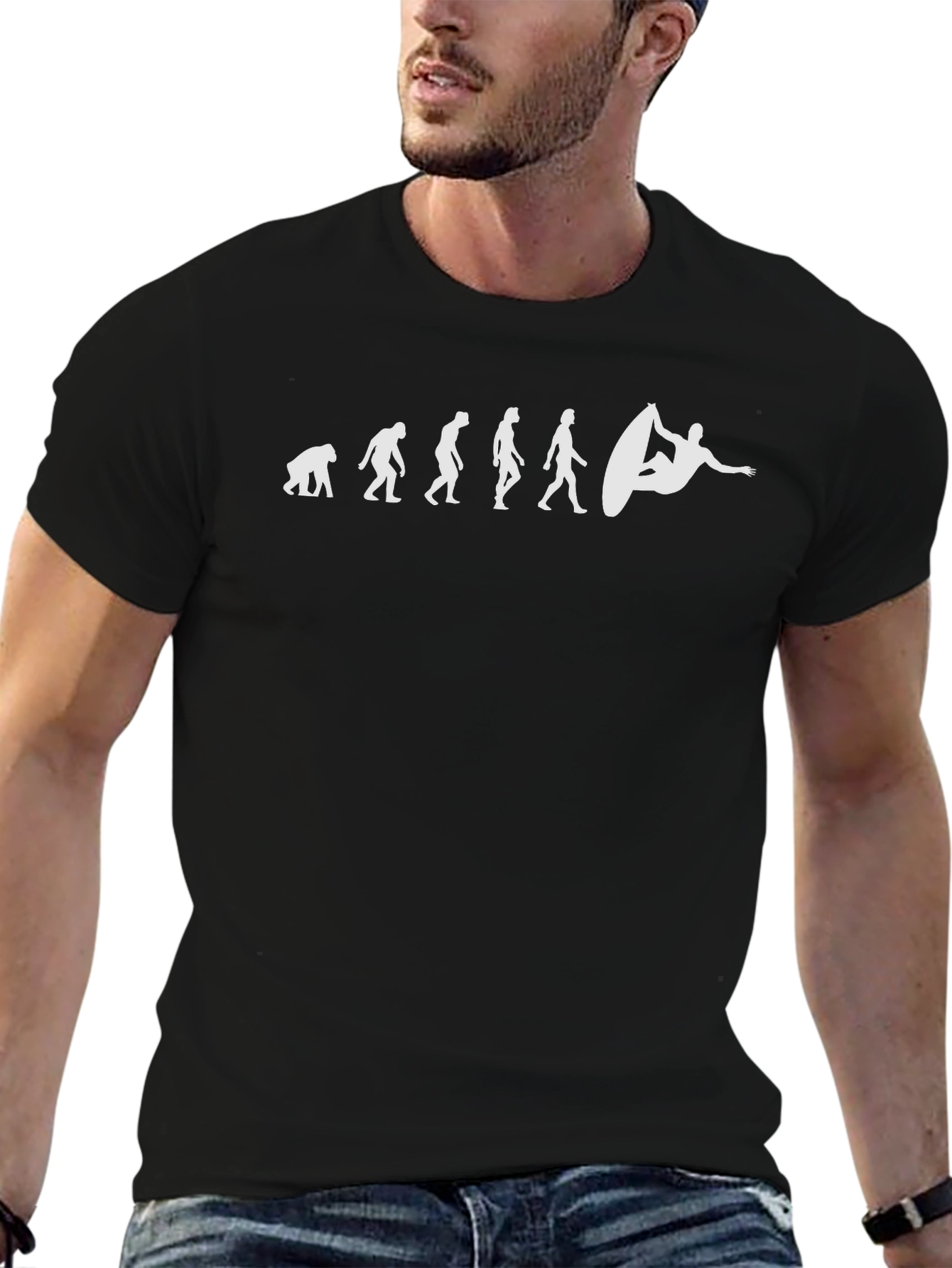 Surfer Evolution Black Cotton T-Shirt
