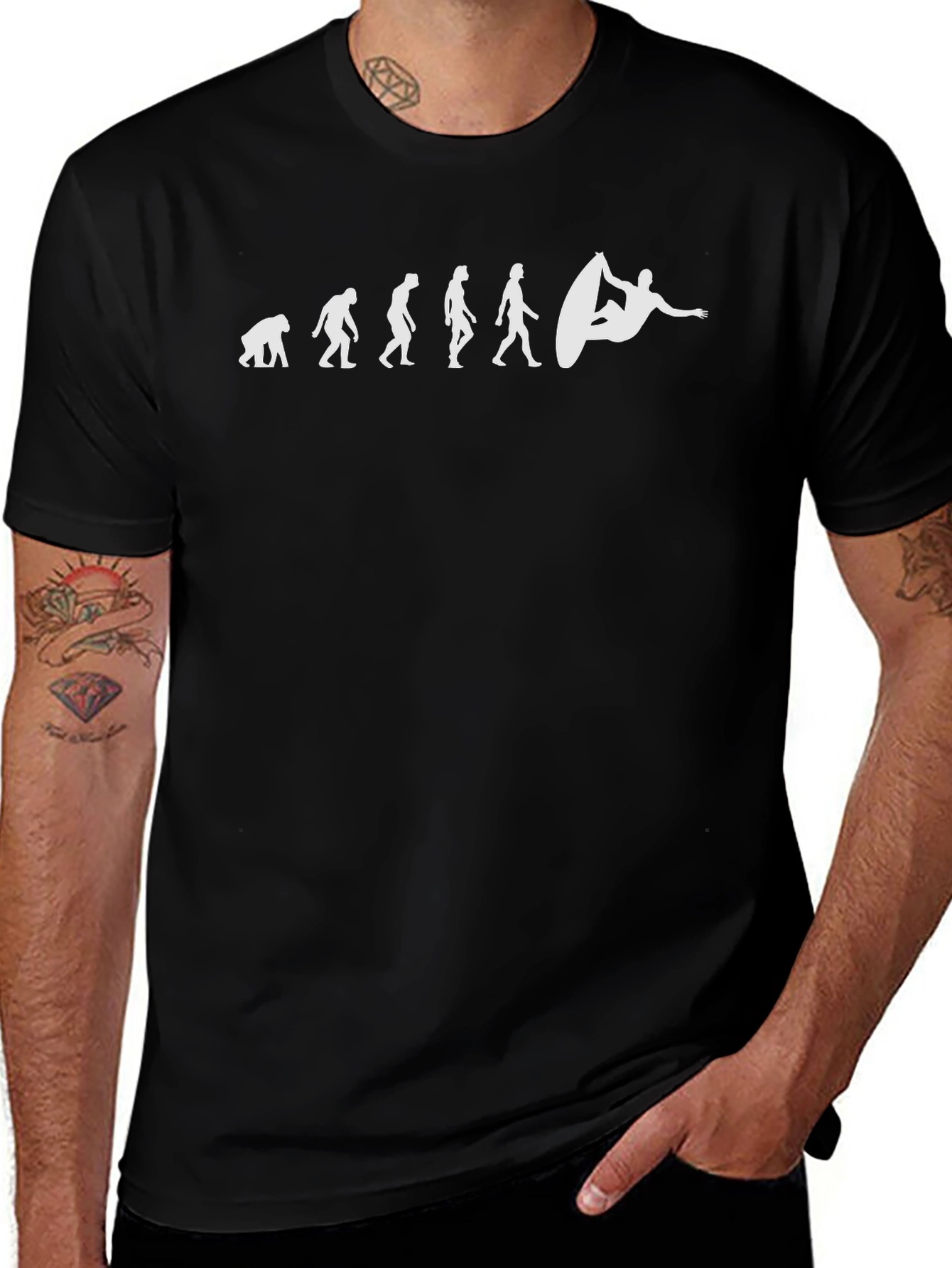 Surfer Evolution Black Cotton T-Shirt