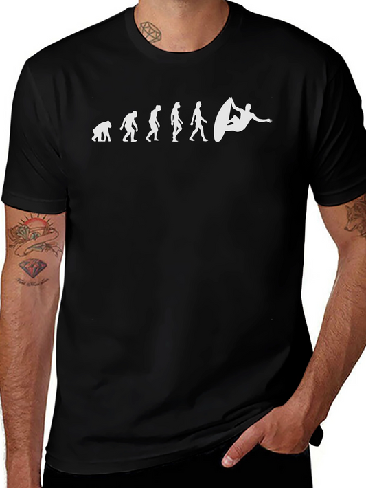 Surfer Evolution Black Cotton T-Shirt