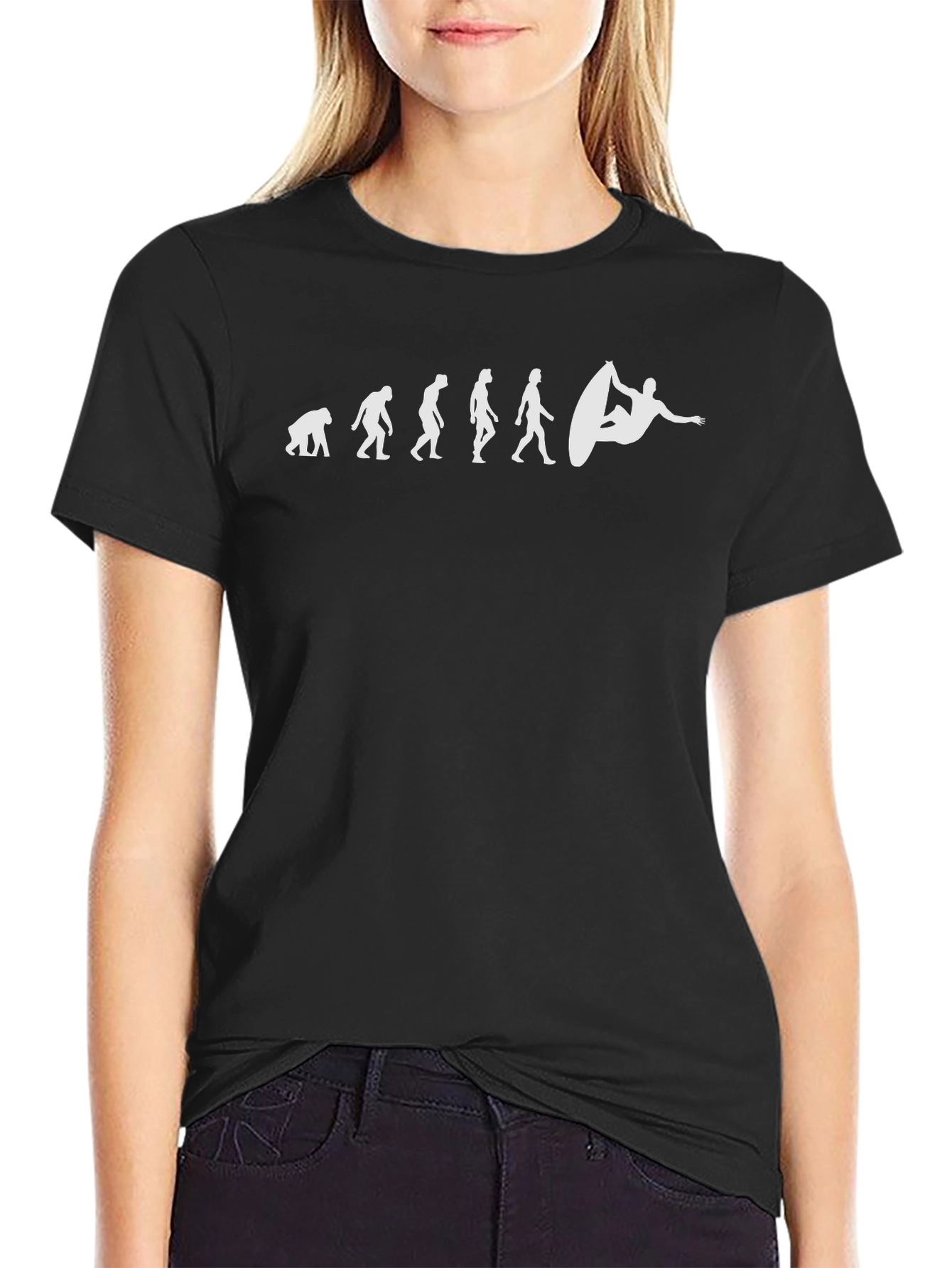 Surfer Evolution Black Cotton T-Shirt