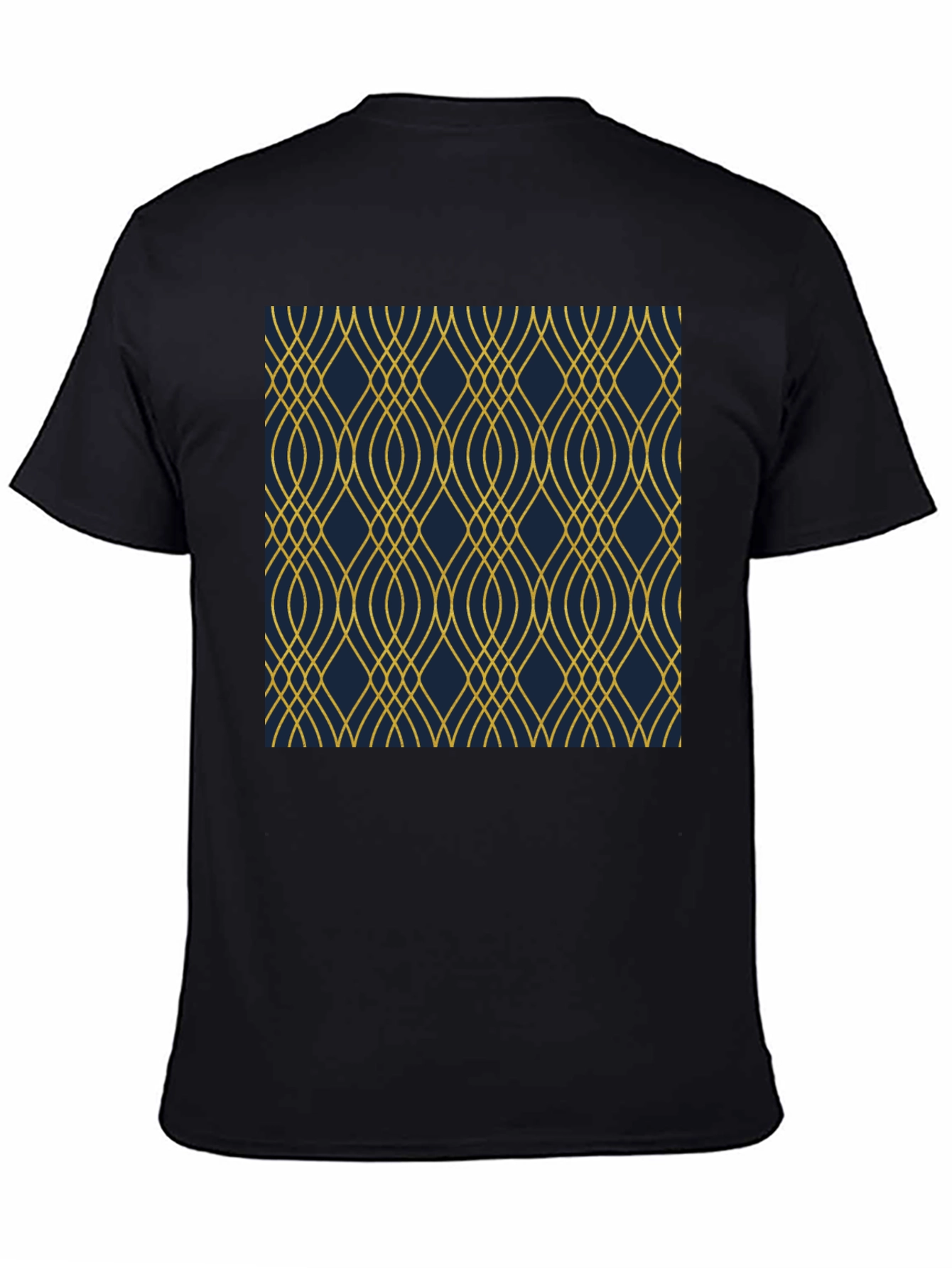 Stylish Black T-Shirt with Geometric Gold Pattern