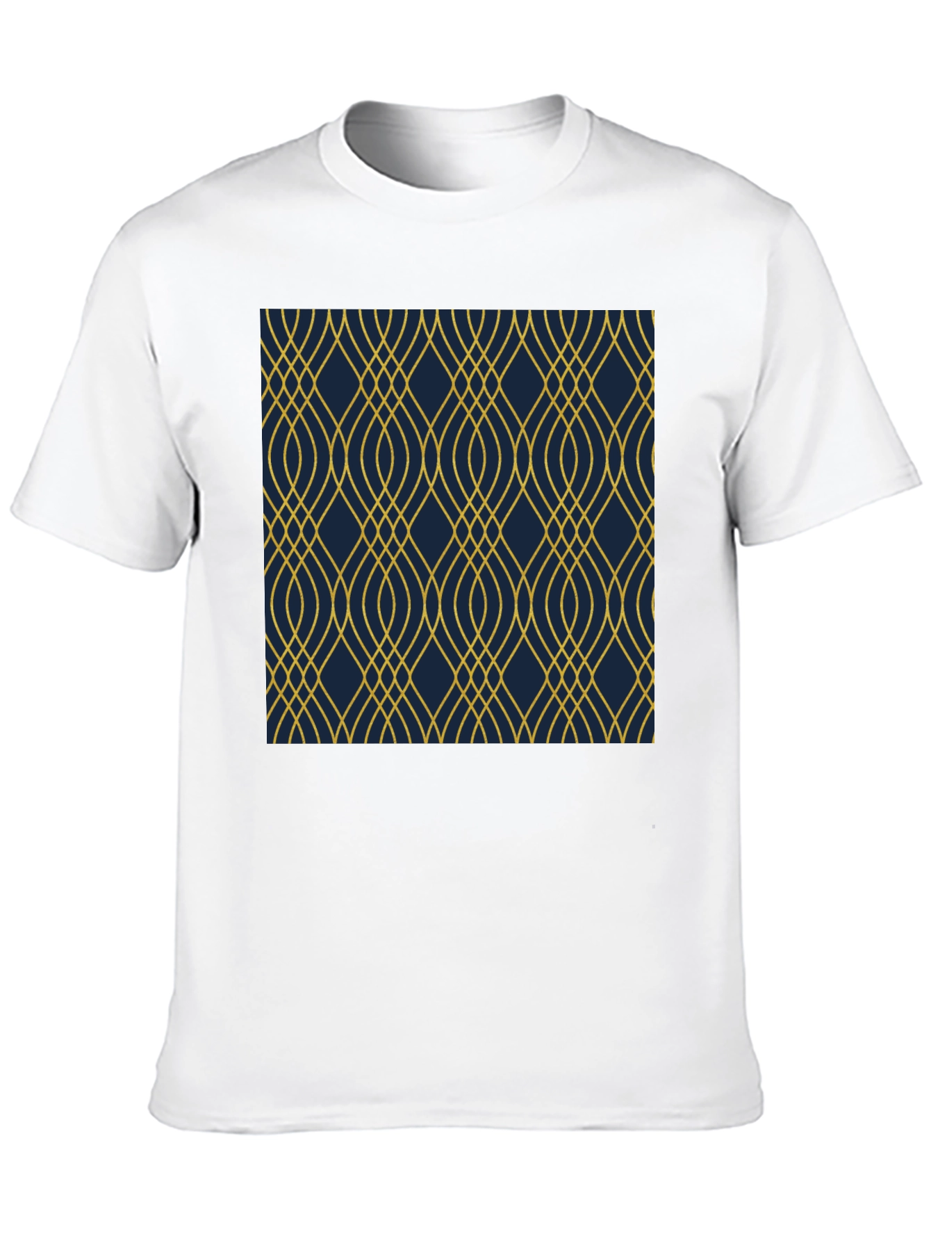 Stylish Black T-Shirt with Geometric Gold Pattern