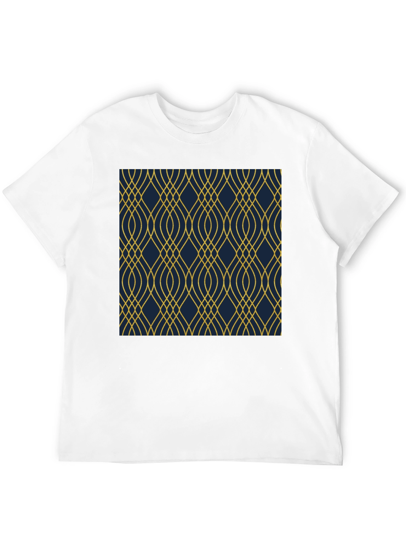 Stylish Black T-Shirt with Geometric Gold Pattern