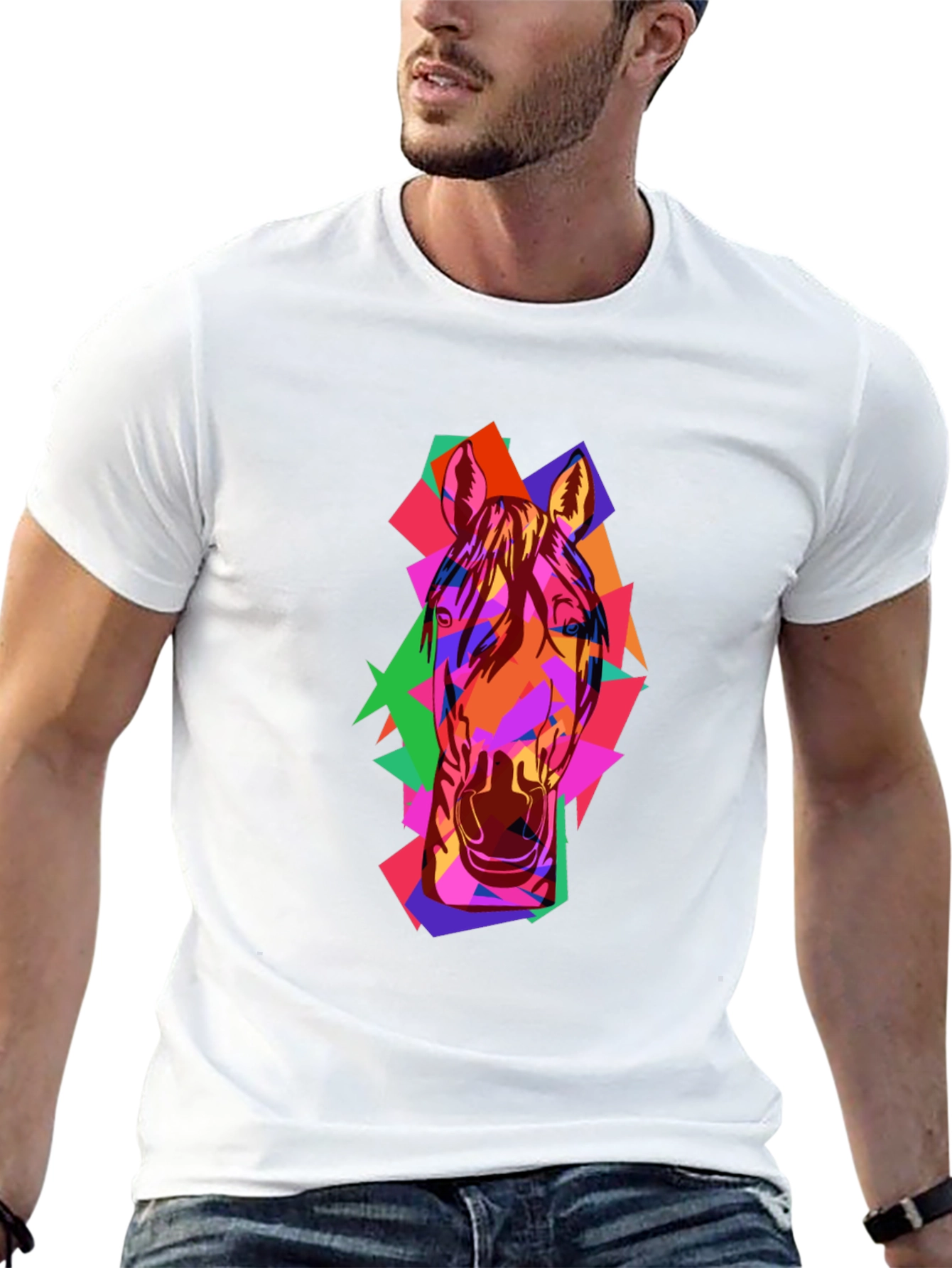 Abstract Horse Graphic Black T-Shirt