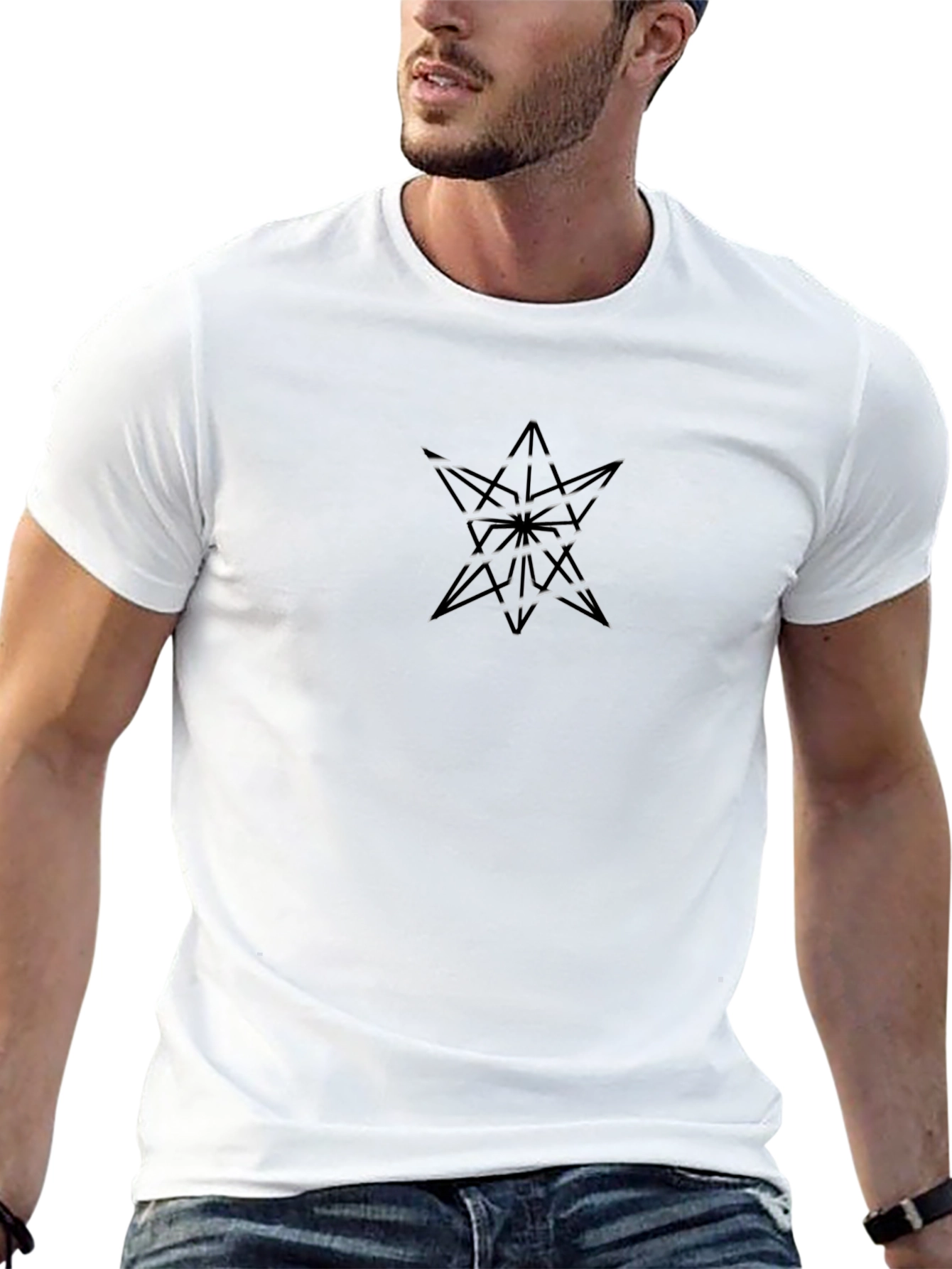 Abstract Star Graphic Tee - Modern Black T-Shirt