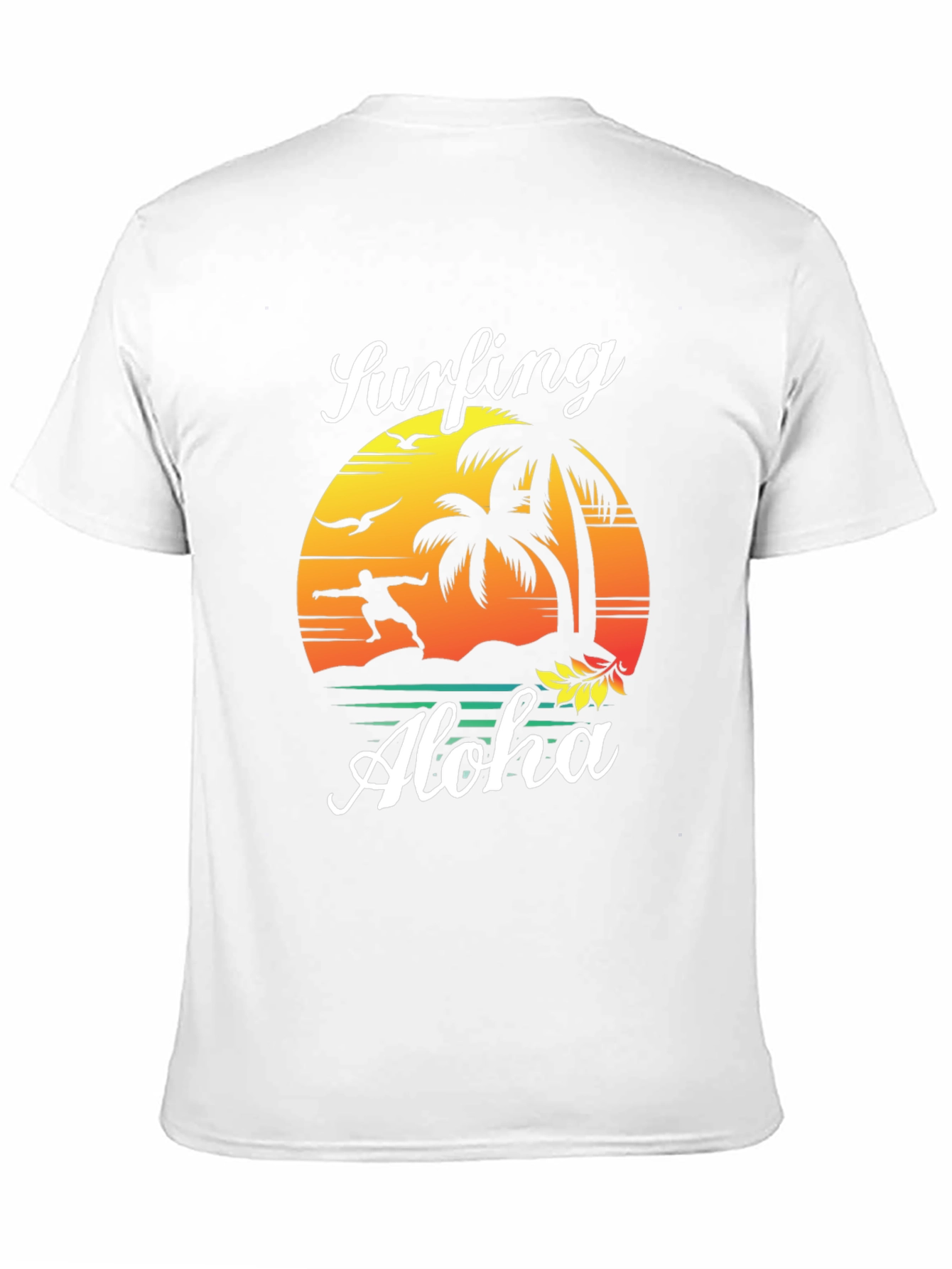 Surfing Aloha Mens Black Graphic Tee Shirt