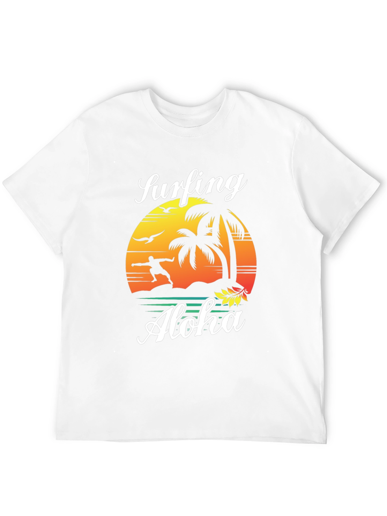Surfing Aloha Mens Black Graphic Tee Shirt