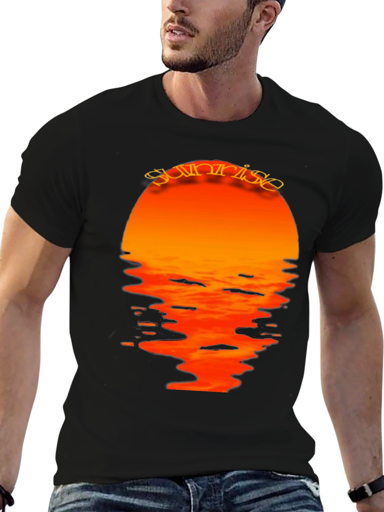 Sunrise Graphic Print Black T-Shirt