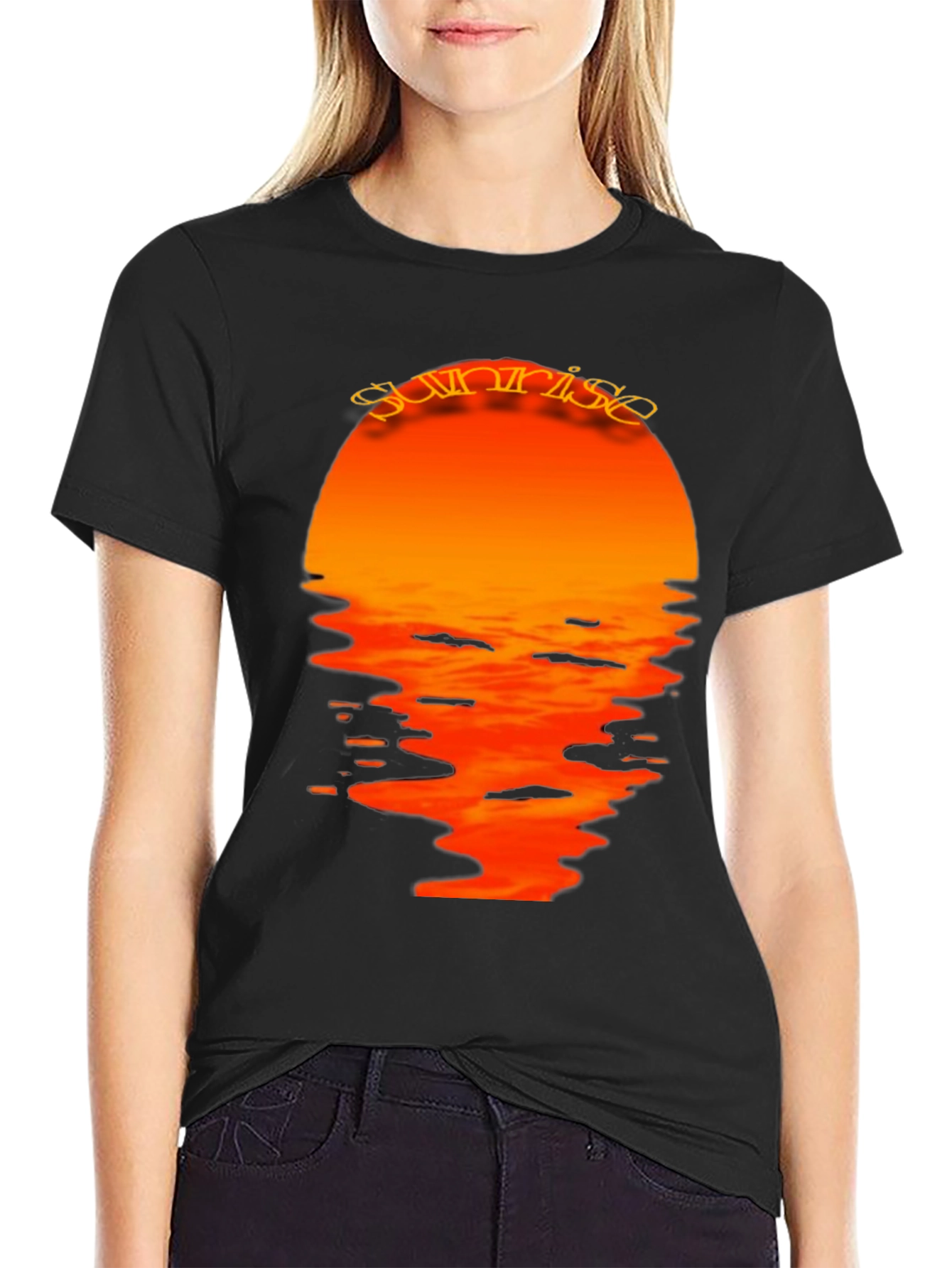 Sunrise Graphic Print Black T-Shirt