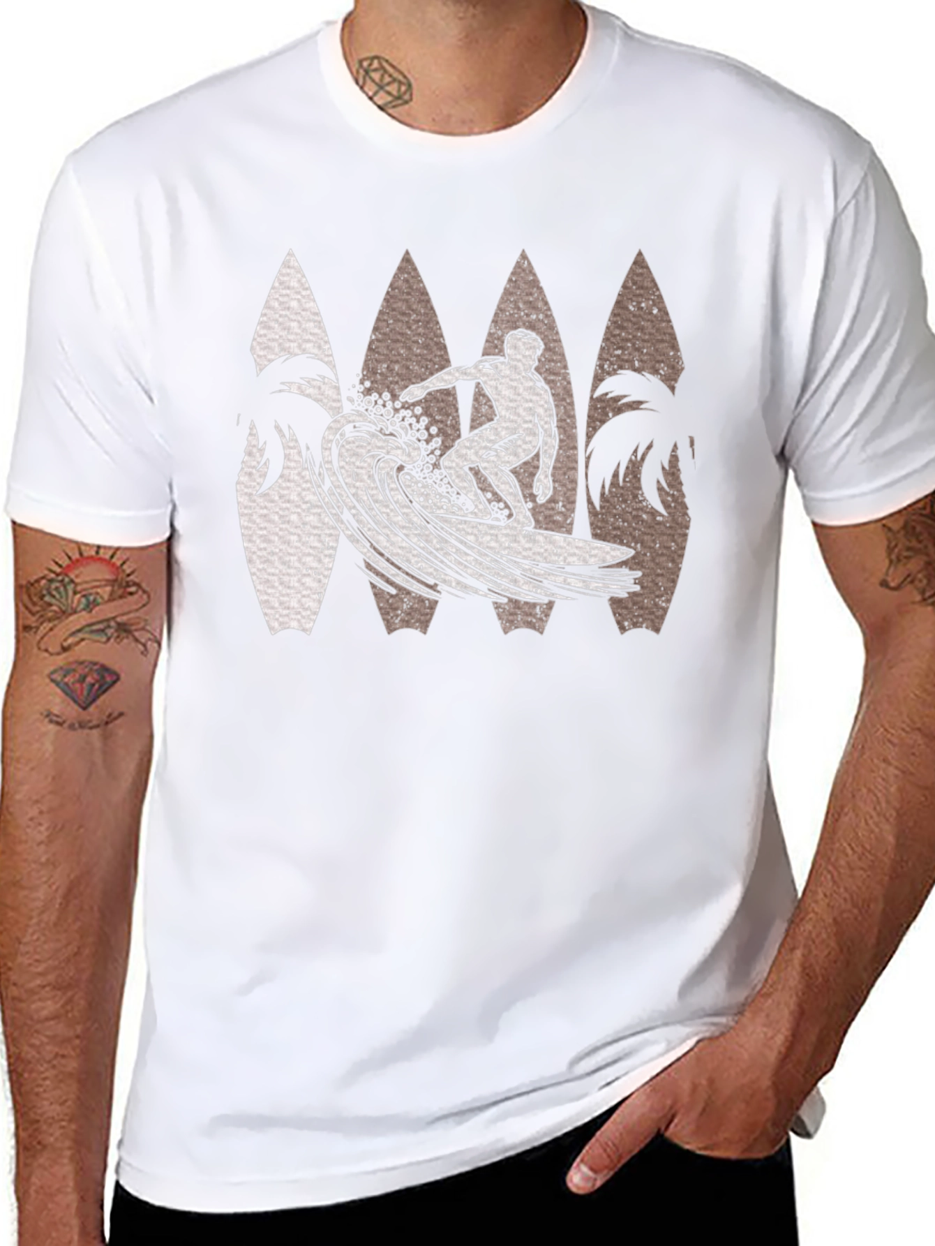 Surfer Wave Graphic Tee - Black