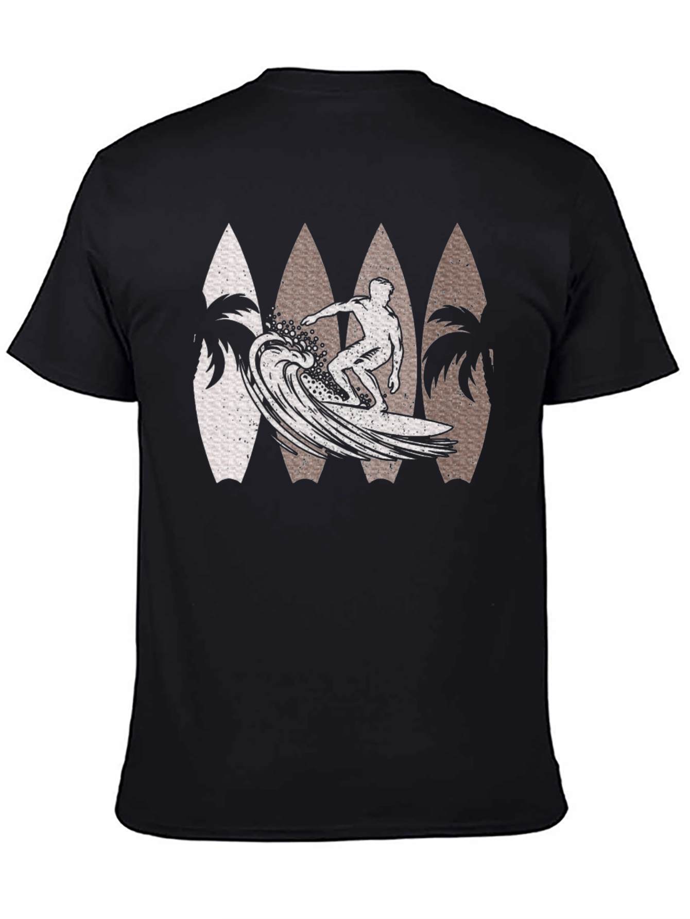 Surfer Wave Graphic Tee - Black