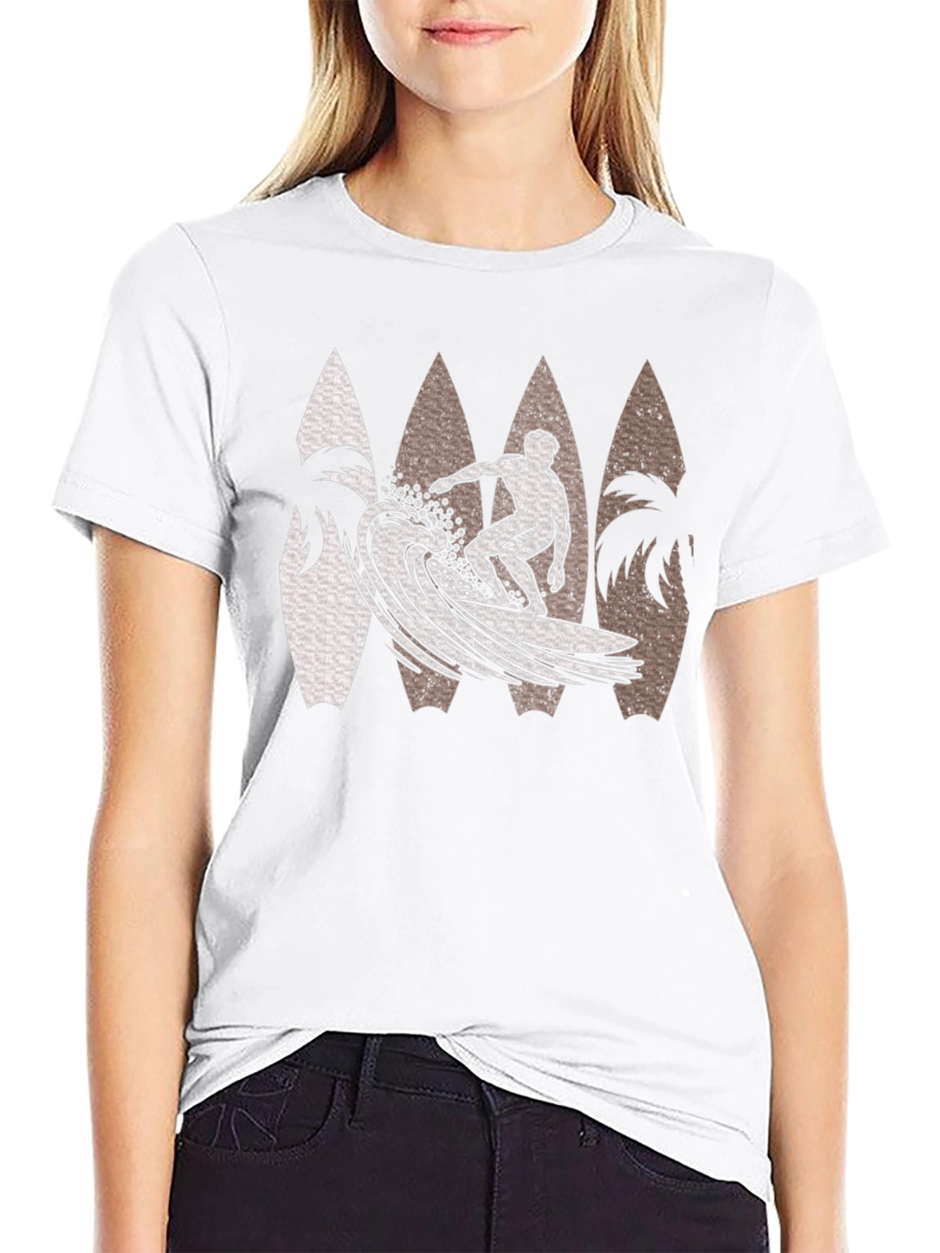 Surfer Wave Graphic Tee - Black