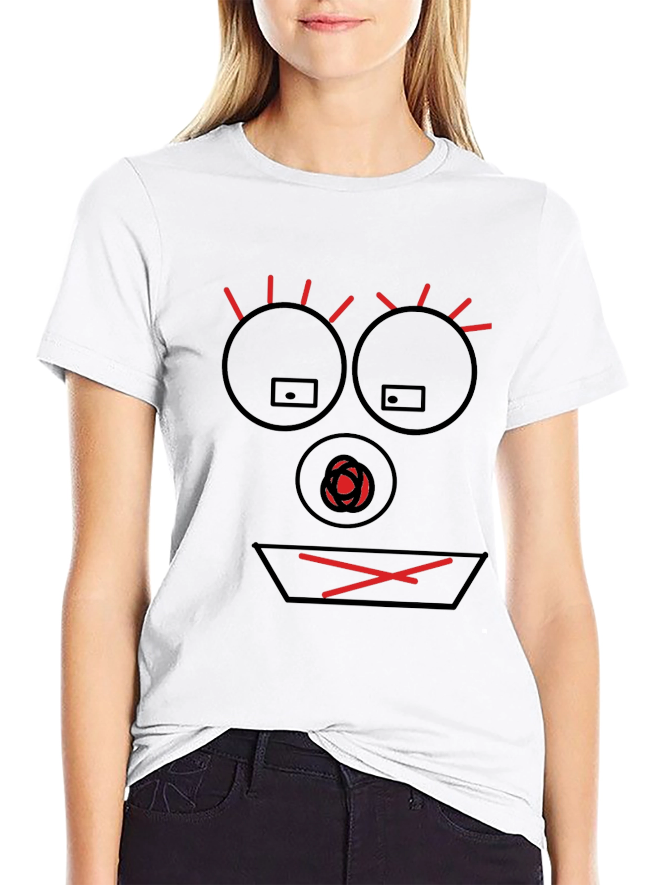 Abstract Face Graphic Tee - Black
