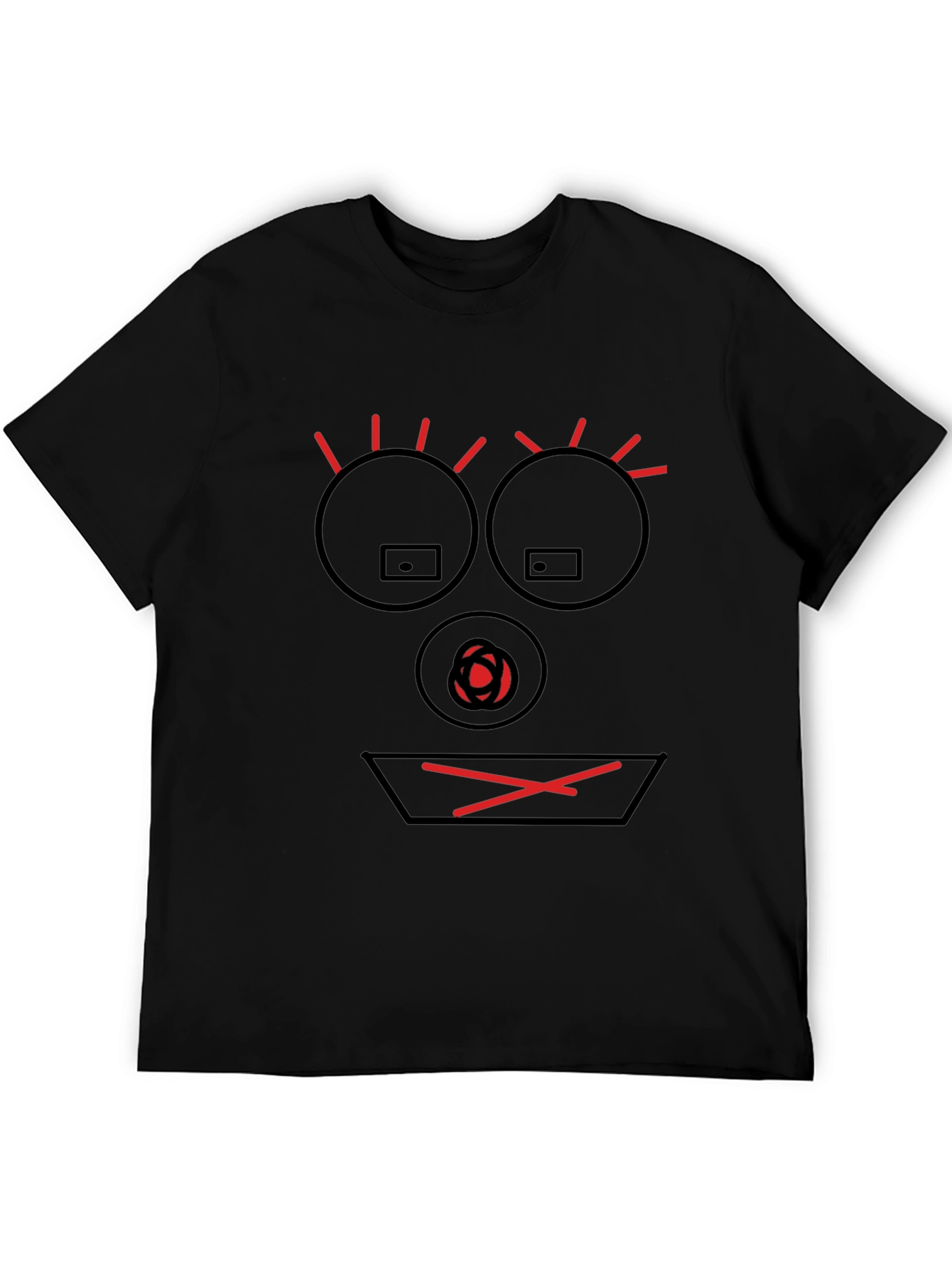 Abstract Face Graphic Tee - Black