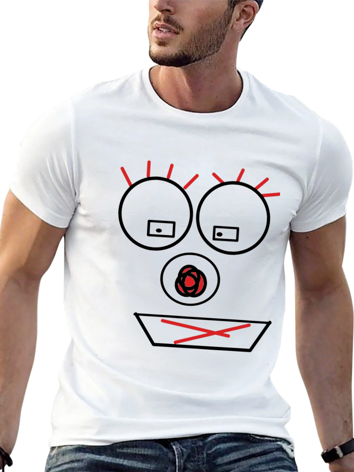 Abstract Face Graphic Tee - Black